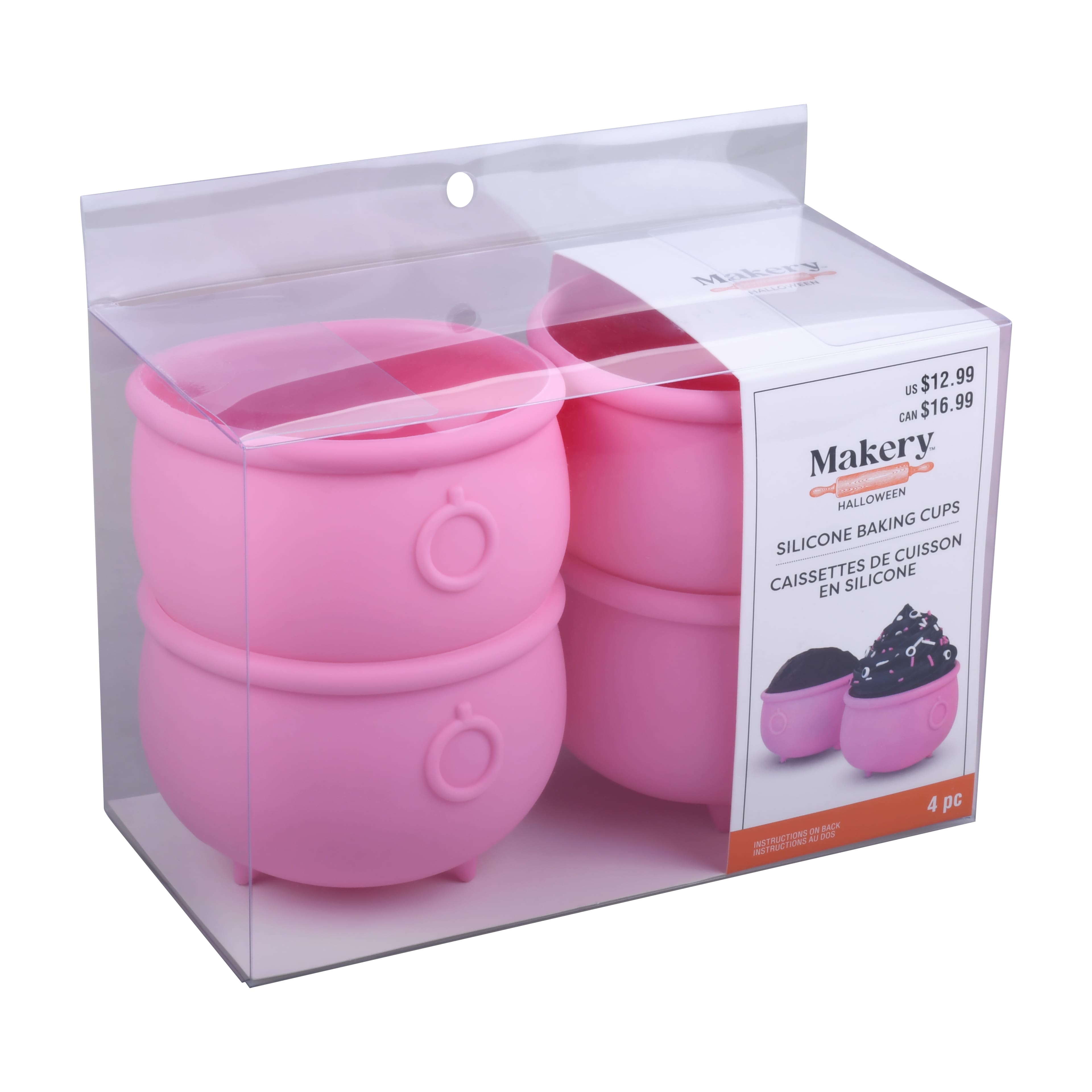 3.75&#x22; Pink Cauldron Silicone Baking Cups, 4ct. by Makery&#x2122;