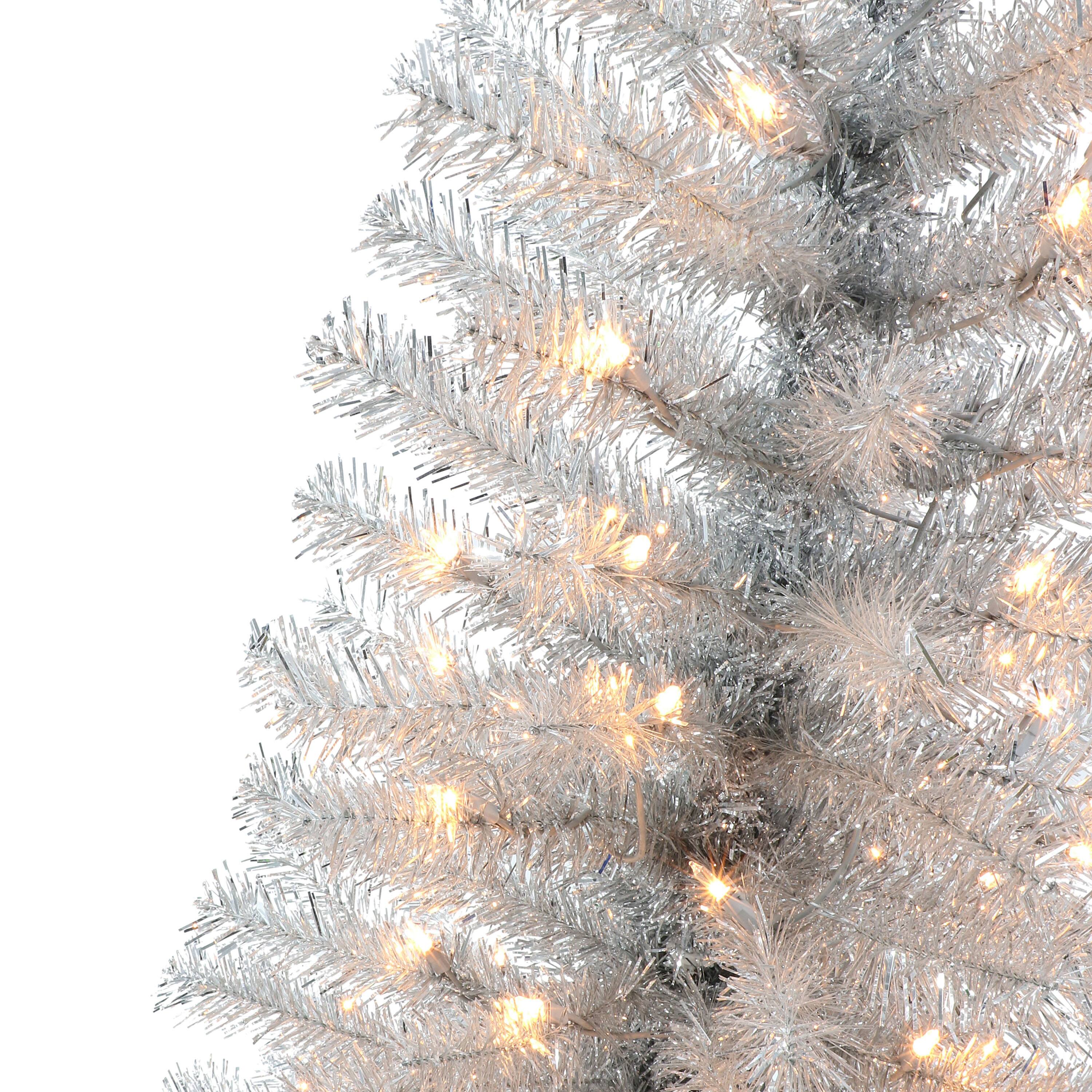 4.5ft. Pre-Lit Tinsel Artificial Christmas Tree, Clear Lights