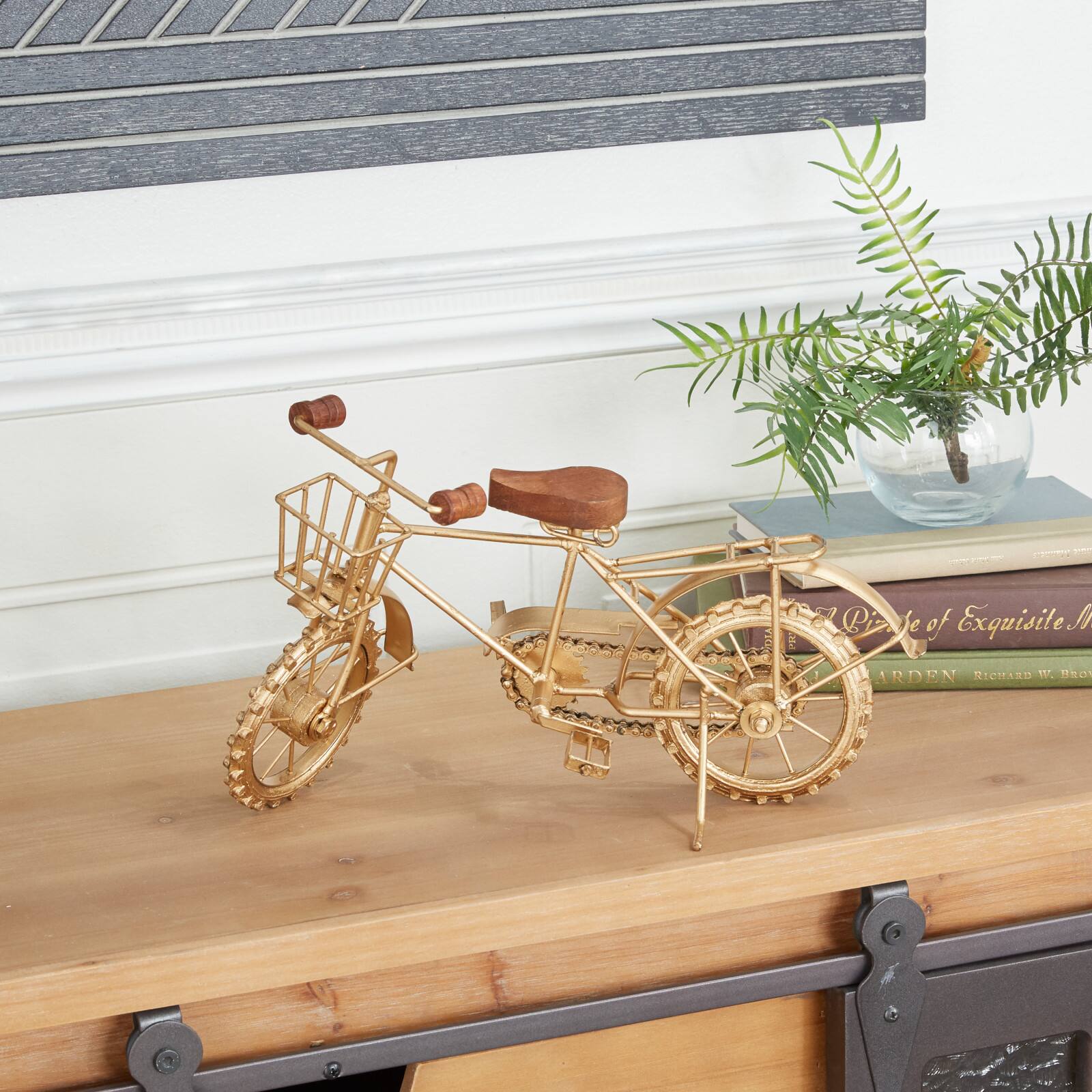 14&#x22; Gold Metal Vintage Bicycle Sculpture