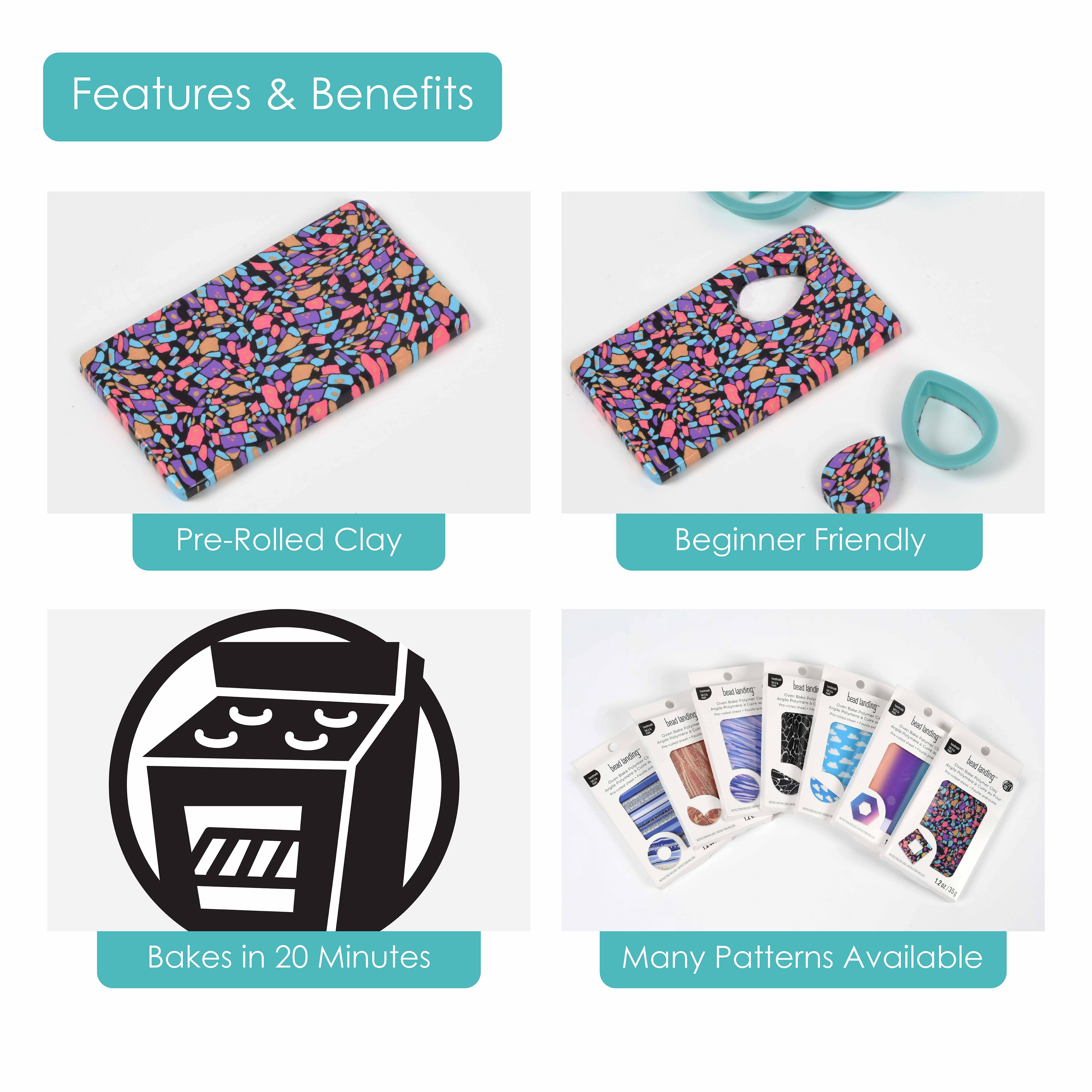 12 Pack: Abstract Floral Oven Bake Polymer Clay by Bead Landing™