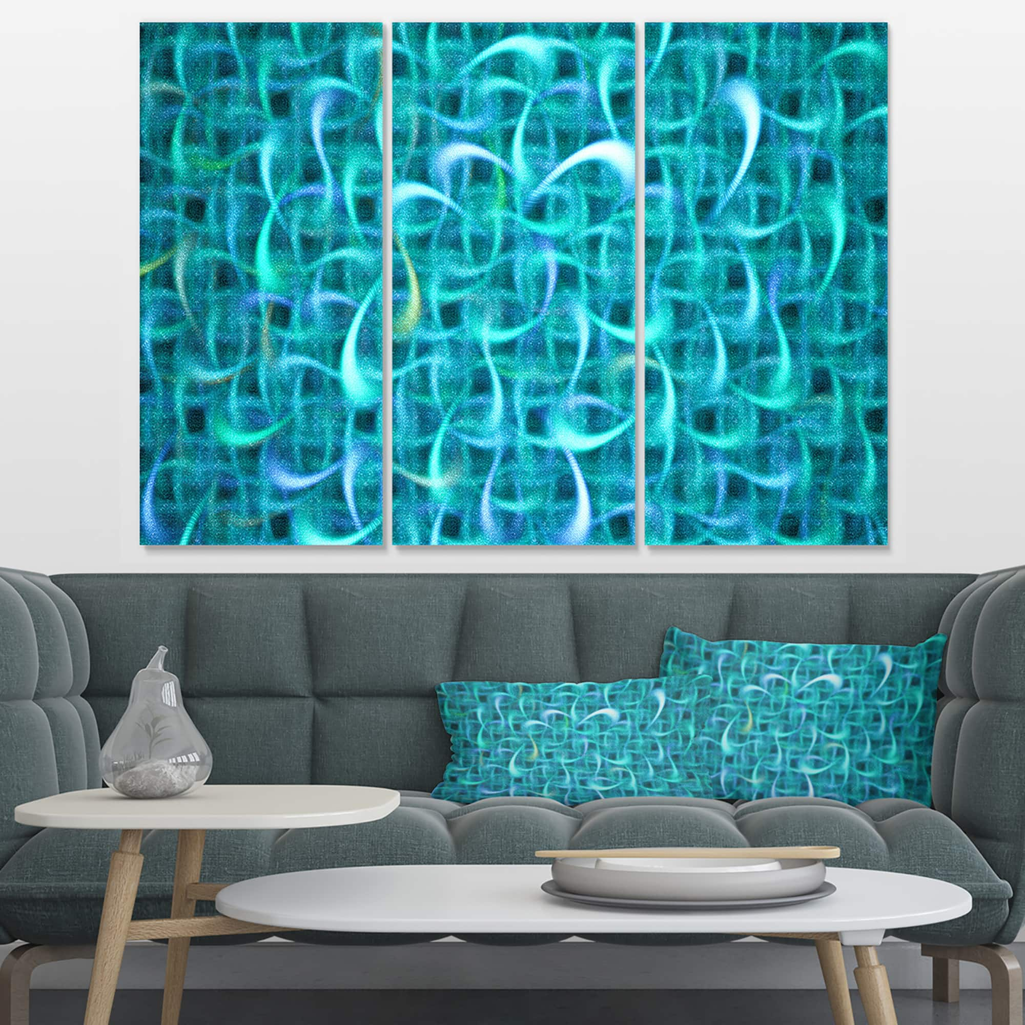 Designart - Turquoise Watercolor Fractal Pattern - Abstract Art on Canvas