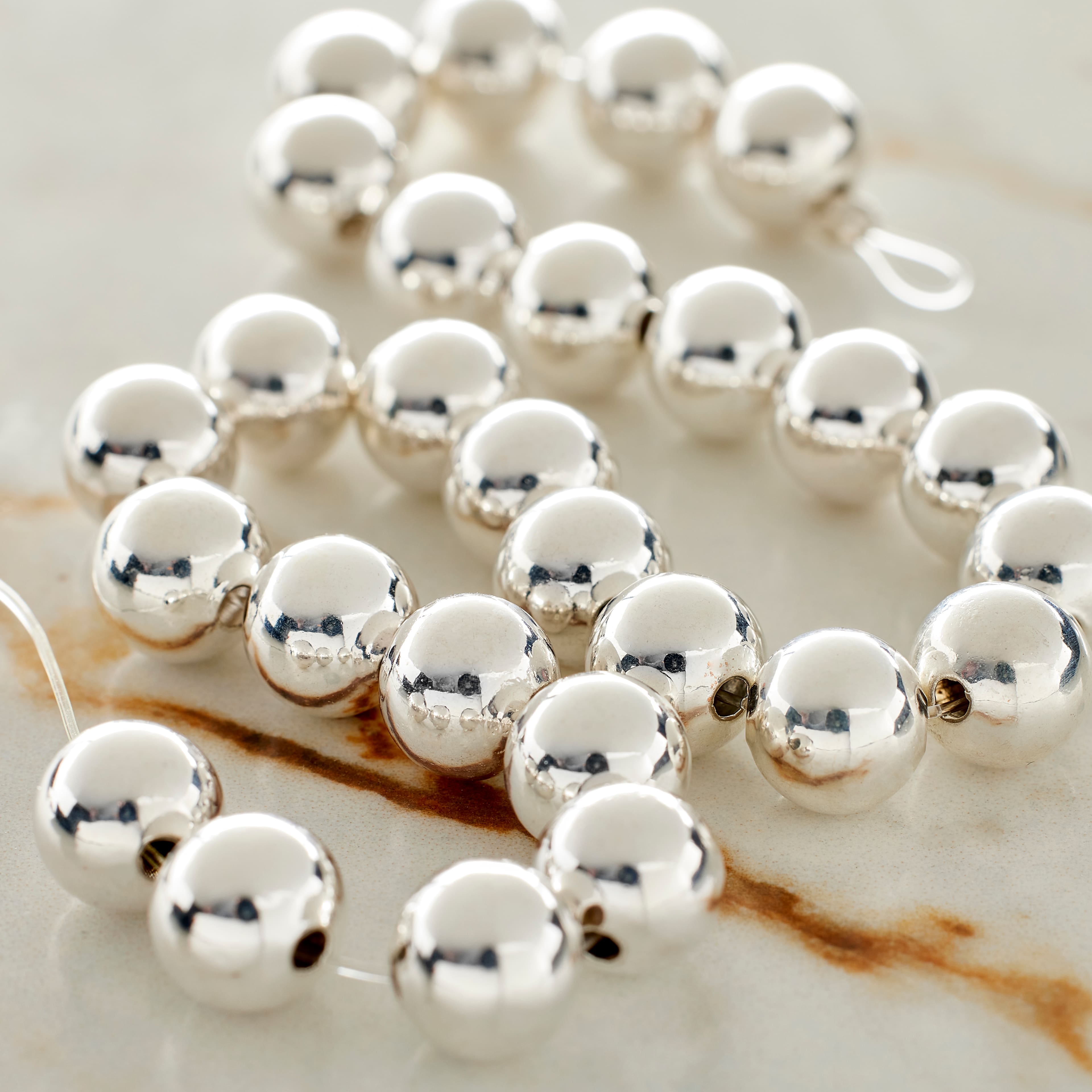 9 Pack: Sterling Silver-Plated Round Beads by Bead Landing™