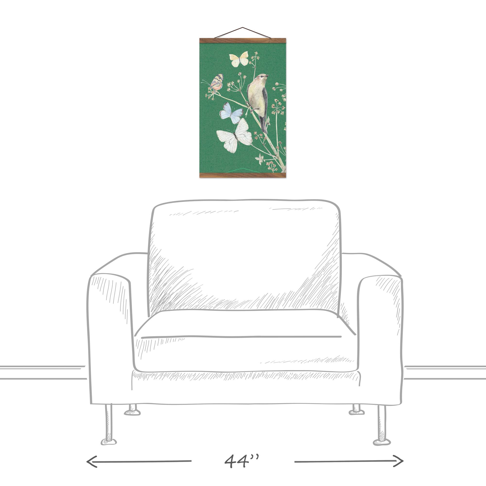 Birds And Butterflies 12" x 18" Teak Hanging Canvas