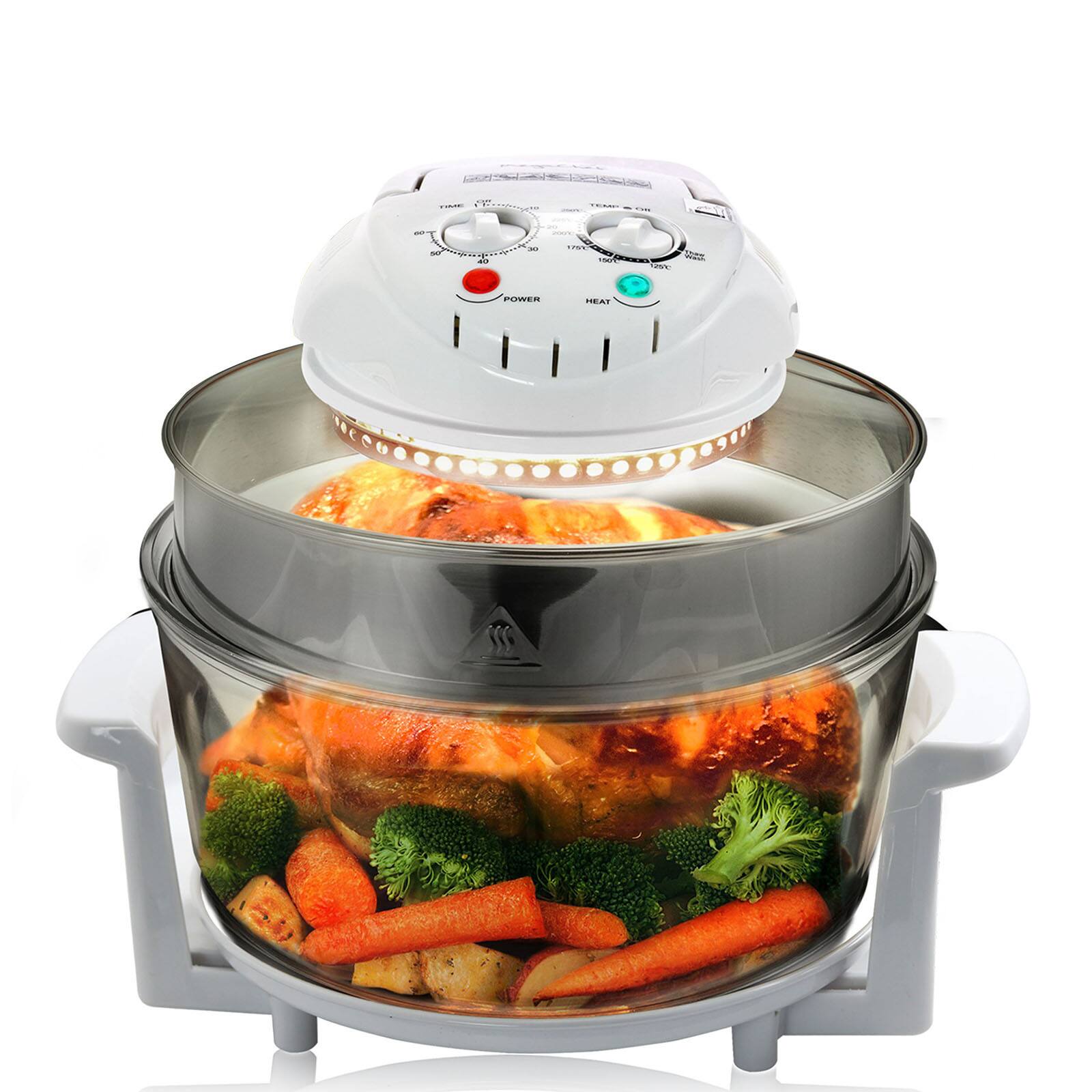 MegaChef 14.25" White Multipurpose Countertop Halogen Oven Air Fryer/Rotisserie/Roaster