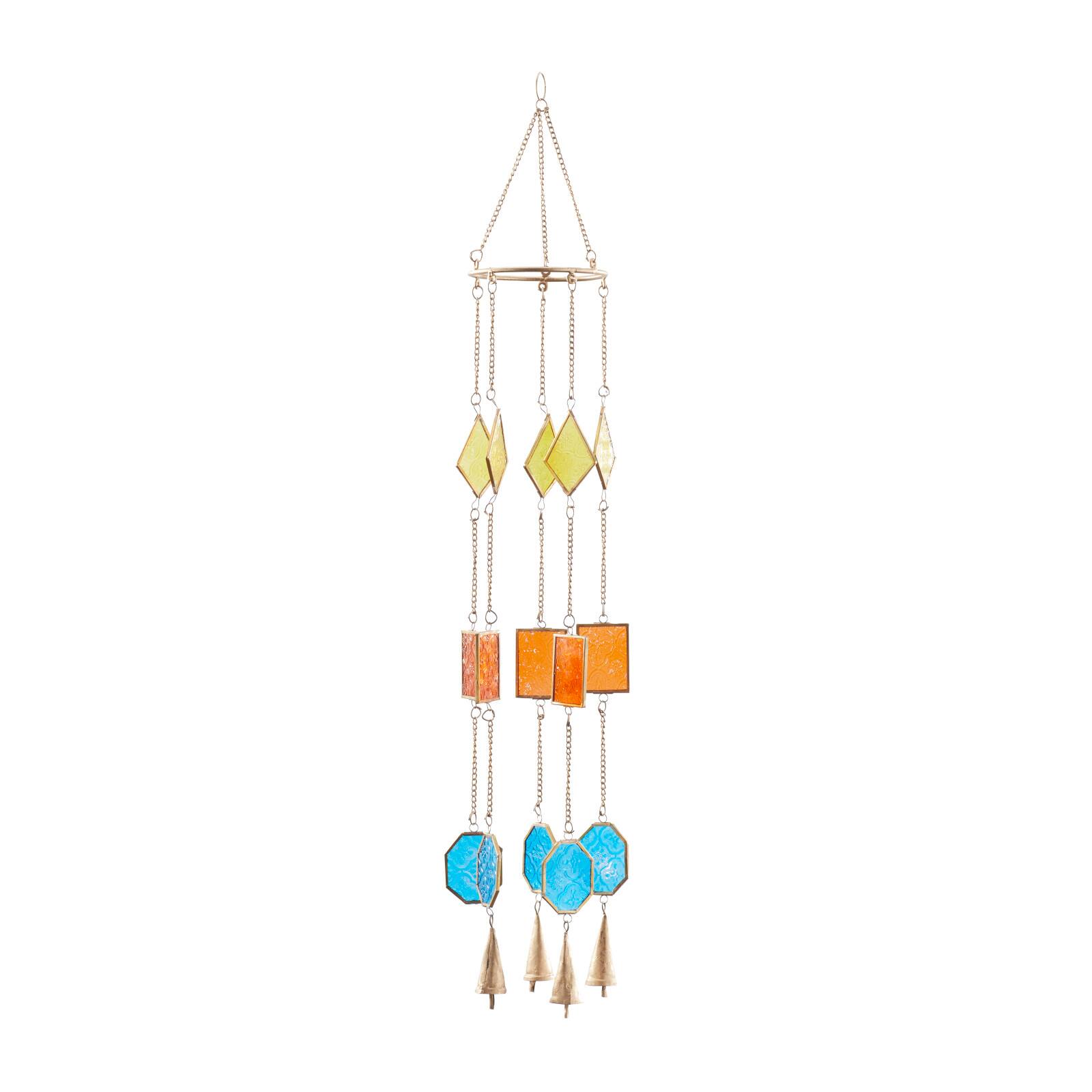 Multi Colored Contemporary Geometric Windchime, 7" x 2" x 35"