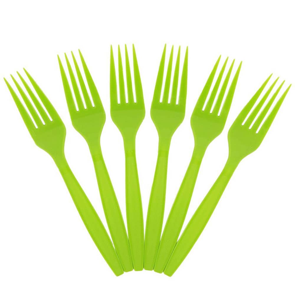 JAM Paper Lime Green Premium Plastic Forks, 100ct.