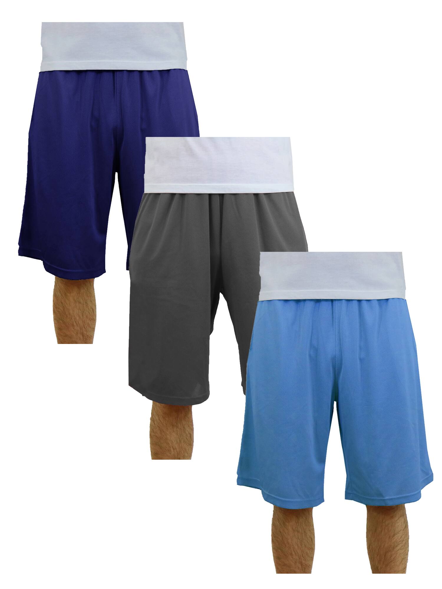 Galaxy by Harvic Men's Moisture Wicking Performance Basic Mesh Shorts 3 ct in Navy/Charcoal/Light Blue | X-Large | Michaels&reg;