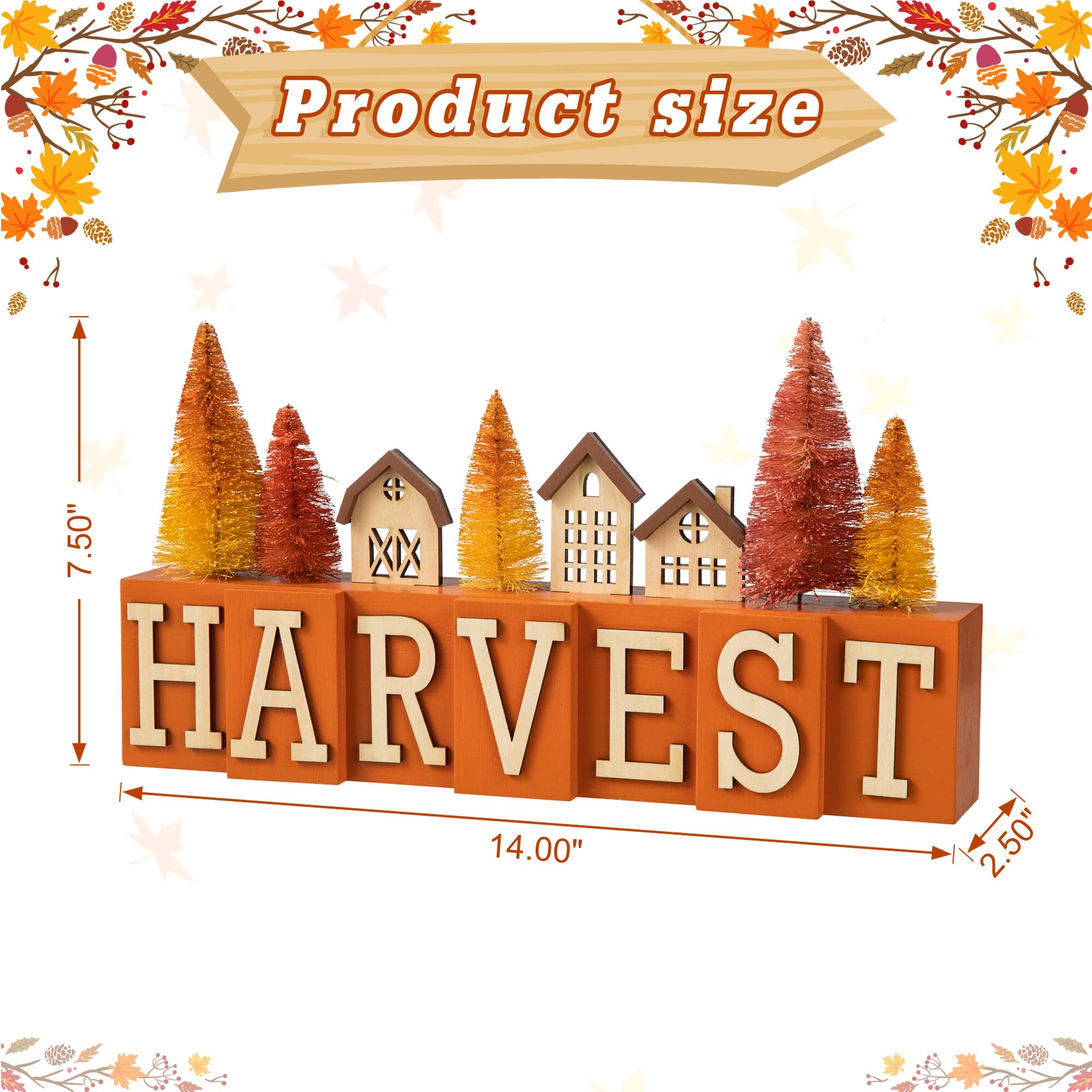 Glitzhome® 14" Harvest Wooden House and Brush Trees Table Décor