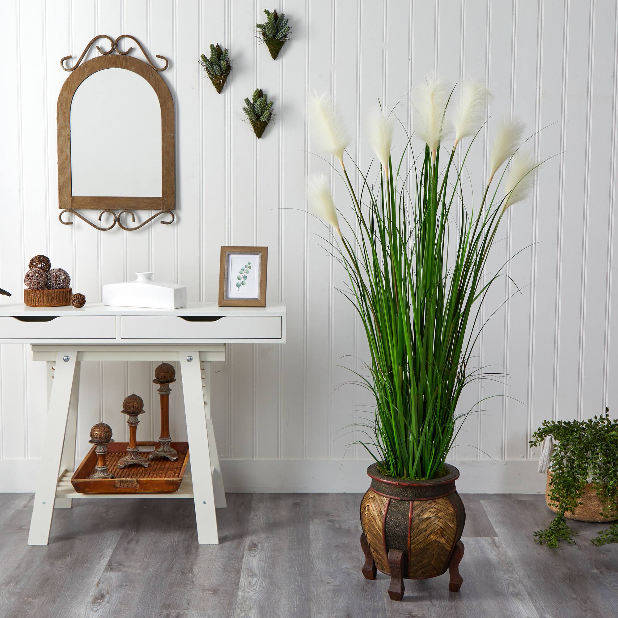 5.25ft. Wheat Plume Grass Plant in Decorative Planter