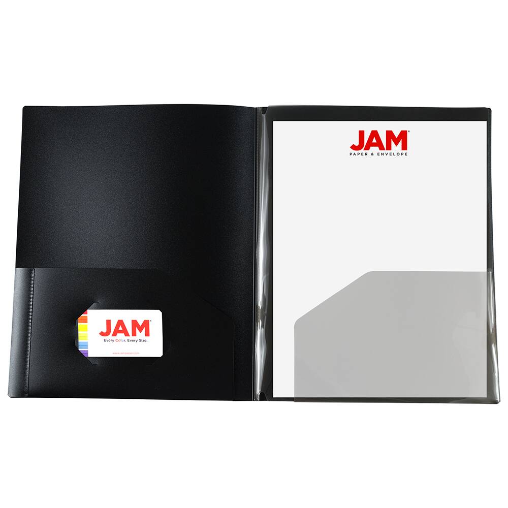 JAM Paper Heavy Duty Plastic 4-Pocket Folder, 2ct.
