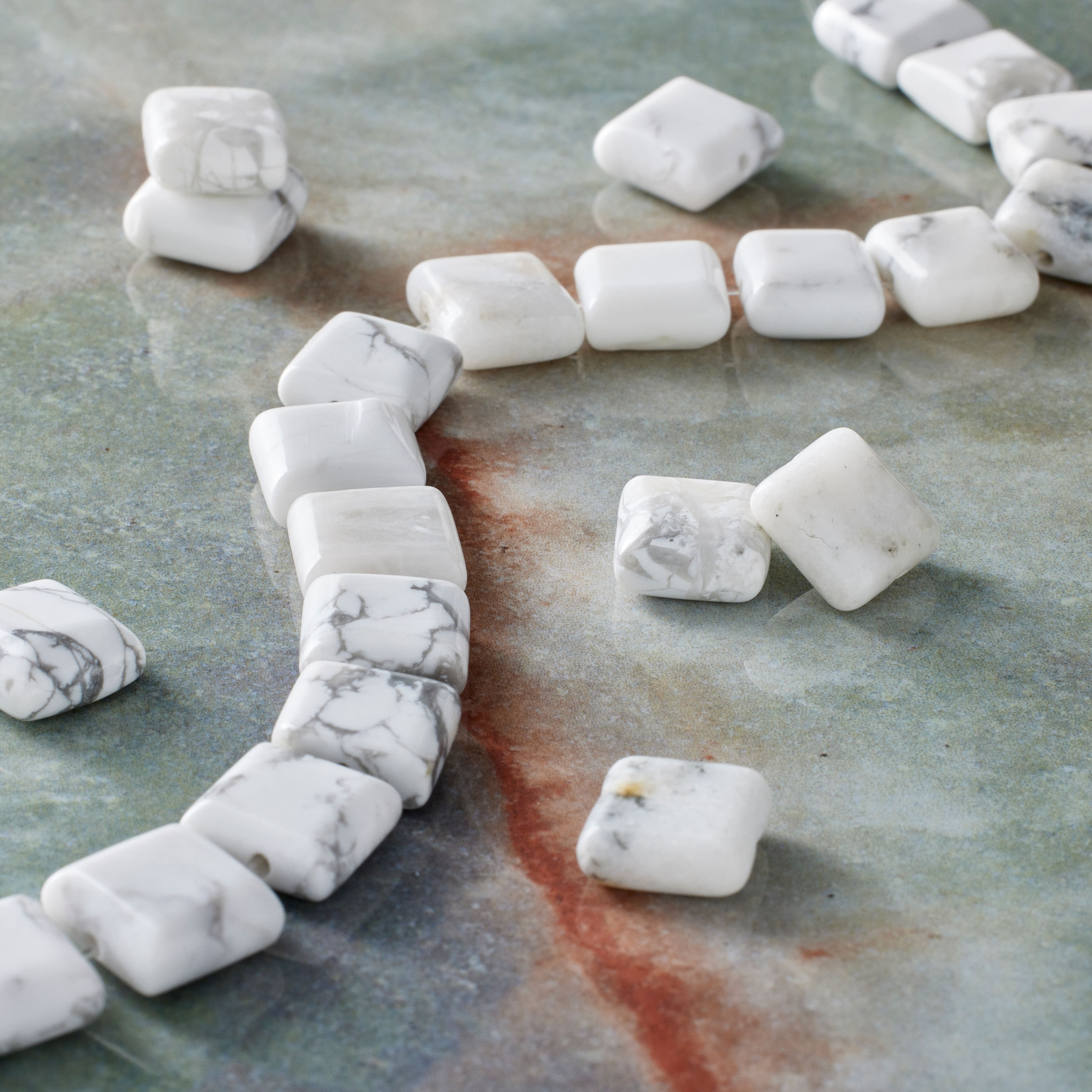 White Howlite Flat Square Beads, 10mm by Bead Landing&#x2122;
