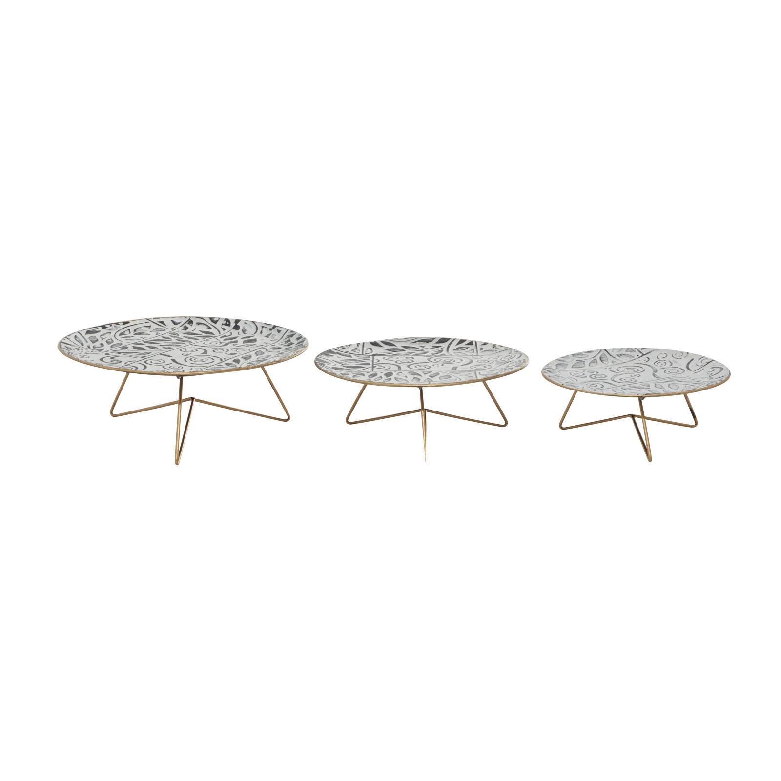 Set of 3 White Metal Farmhouse Cake Stand, 11", 12", 14"