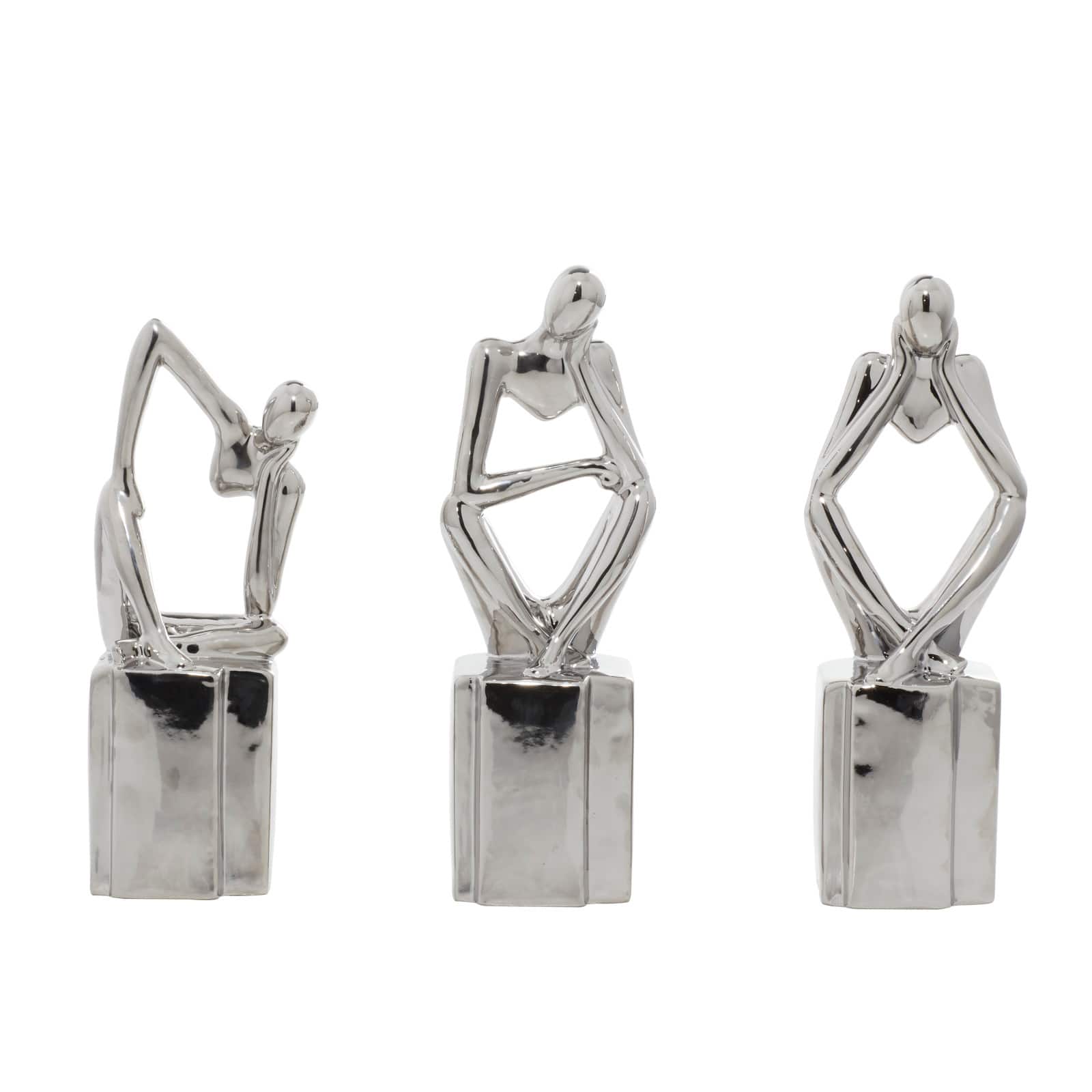 CosmoLiving by Cosmopolitan Silver Ceramic Sculpture Set