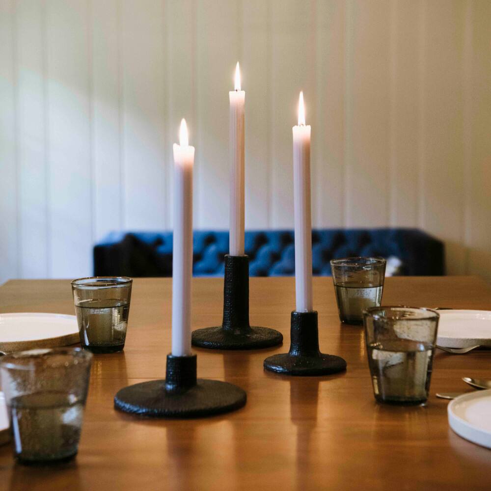 Hello Honey® Stoneware Taper Candle Holder Set