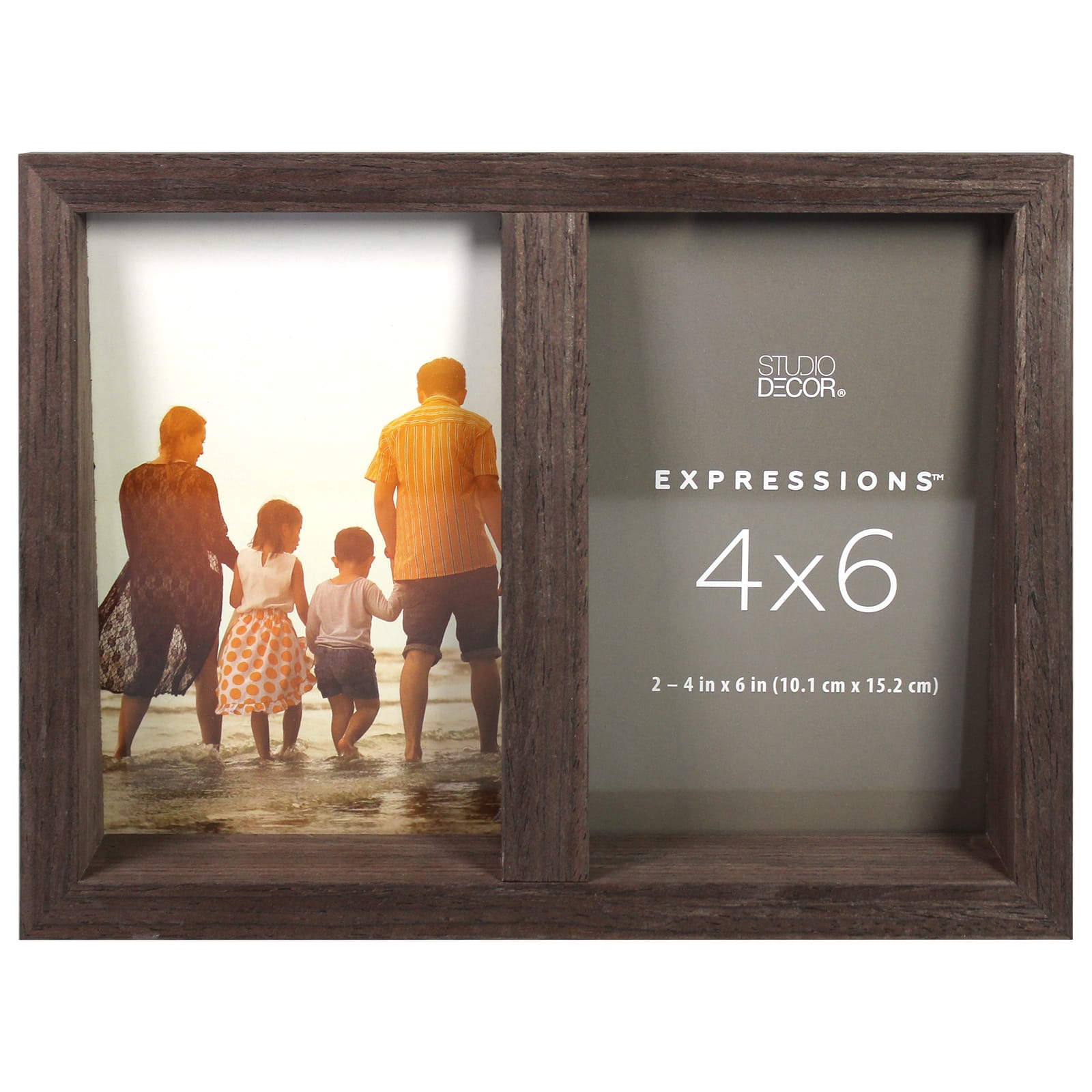 2 Opening Walnut Angled 4&#x22; x 6&#x22; Collage Frame, Expressions&#x2122; by Studio D&#xE9;cor&#xAE;