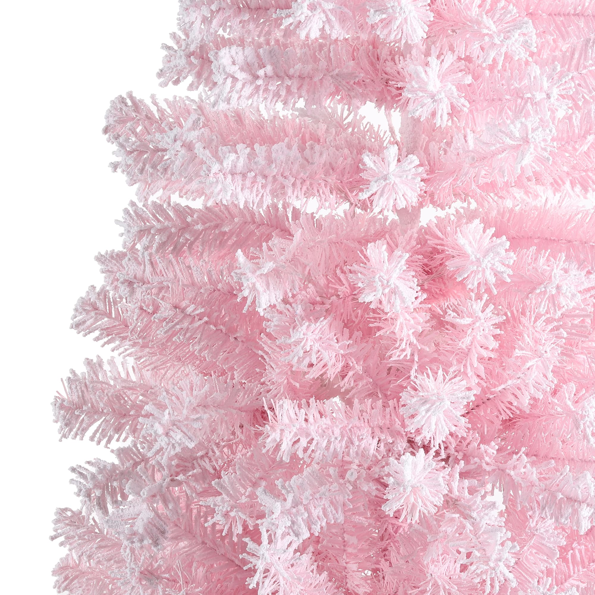Glitzhome&#xAE; 4ft Pre-Lit Flocked Pink Artificial Christmas Porch Tree, Multi-color LED Lights