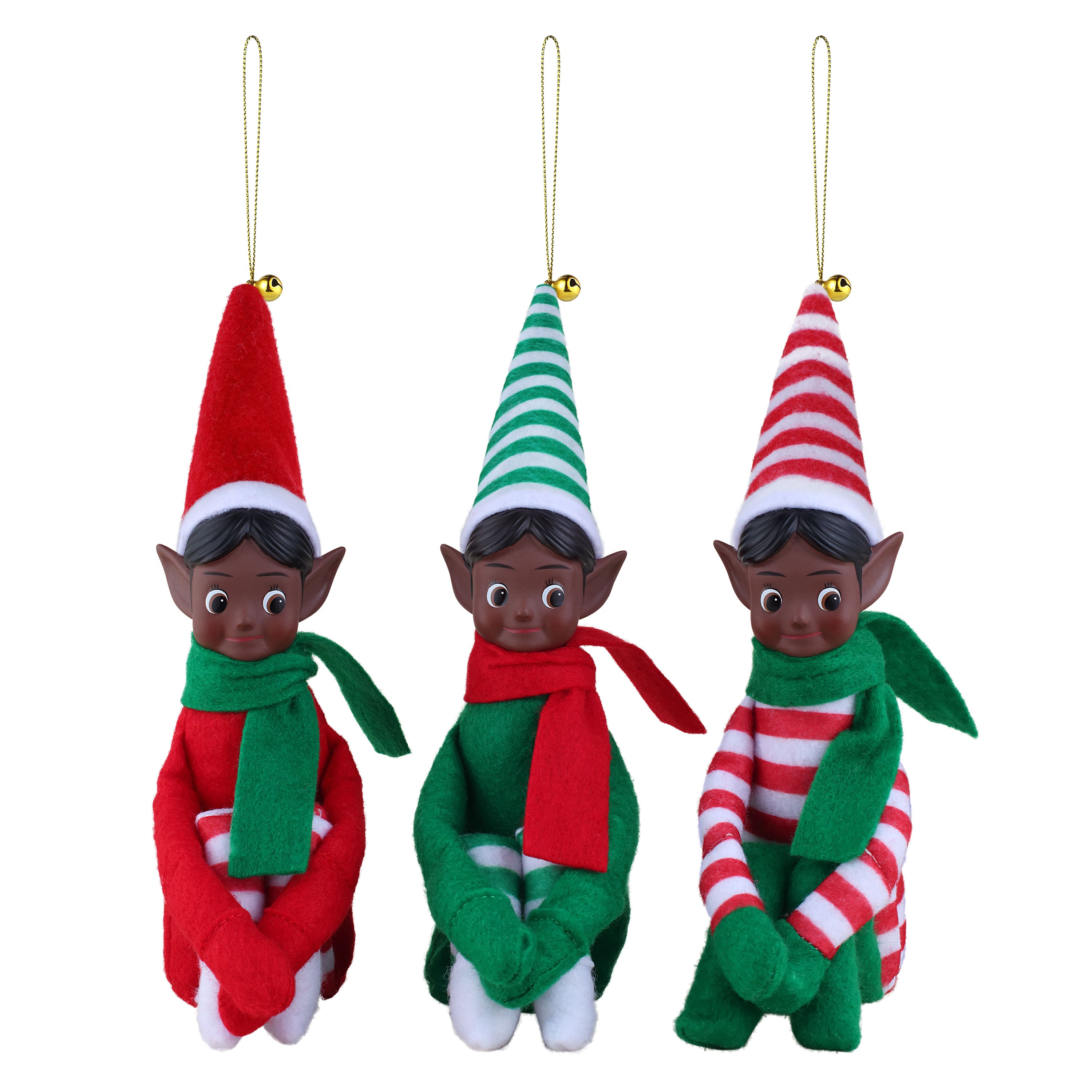 3ct. Vintage Knee Hugging Elf Ornaments