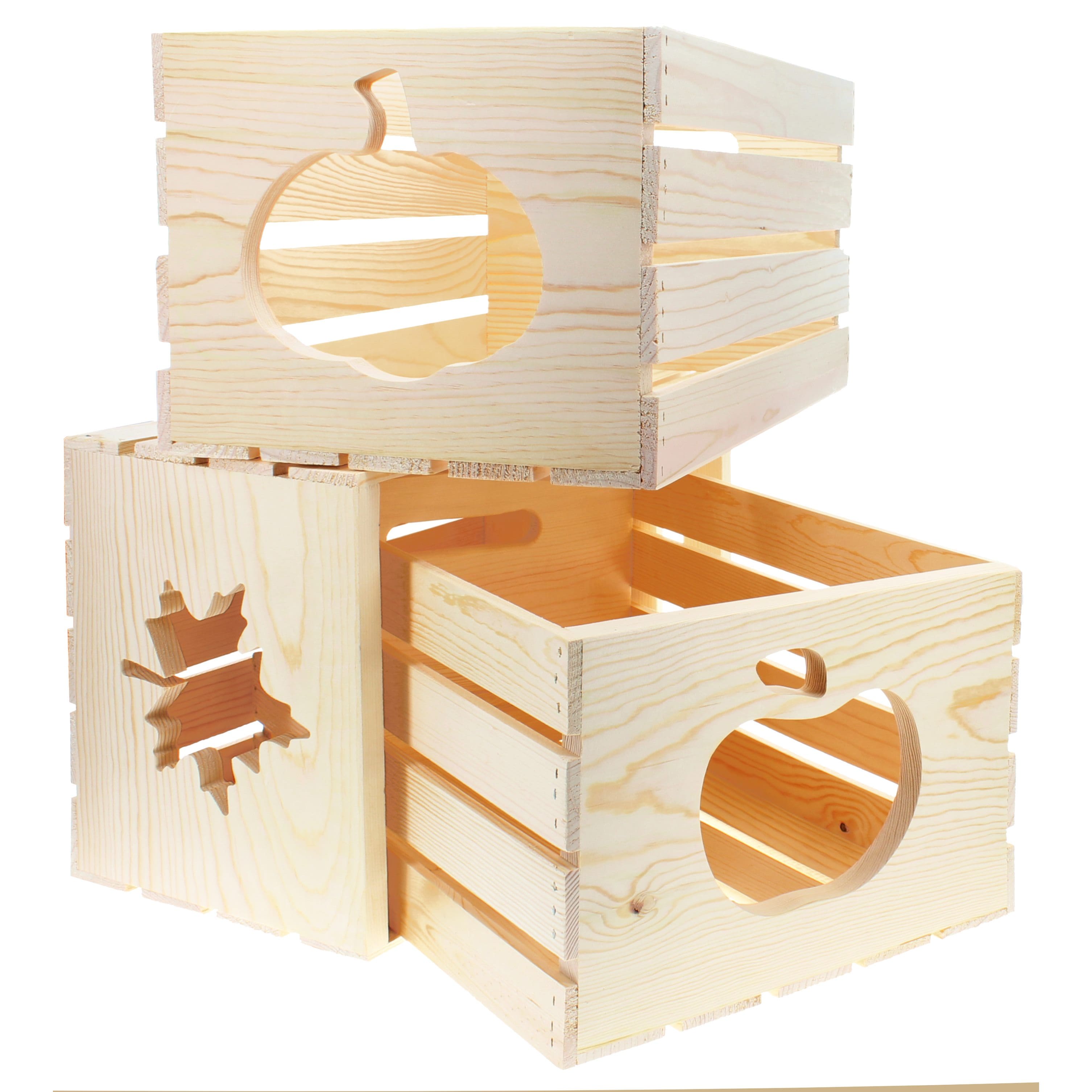 Good Wood by Leisure Arts&#xAE; 18&#x22; Wood Crate with Pumpkin Cutout