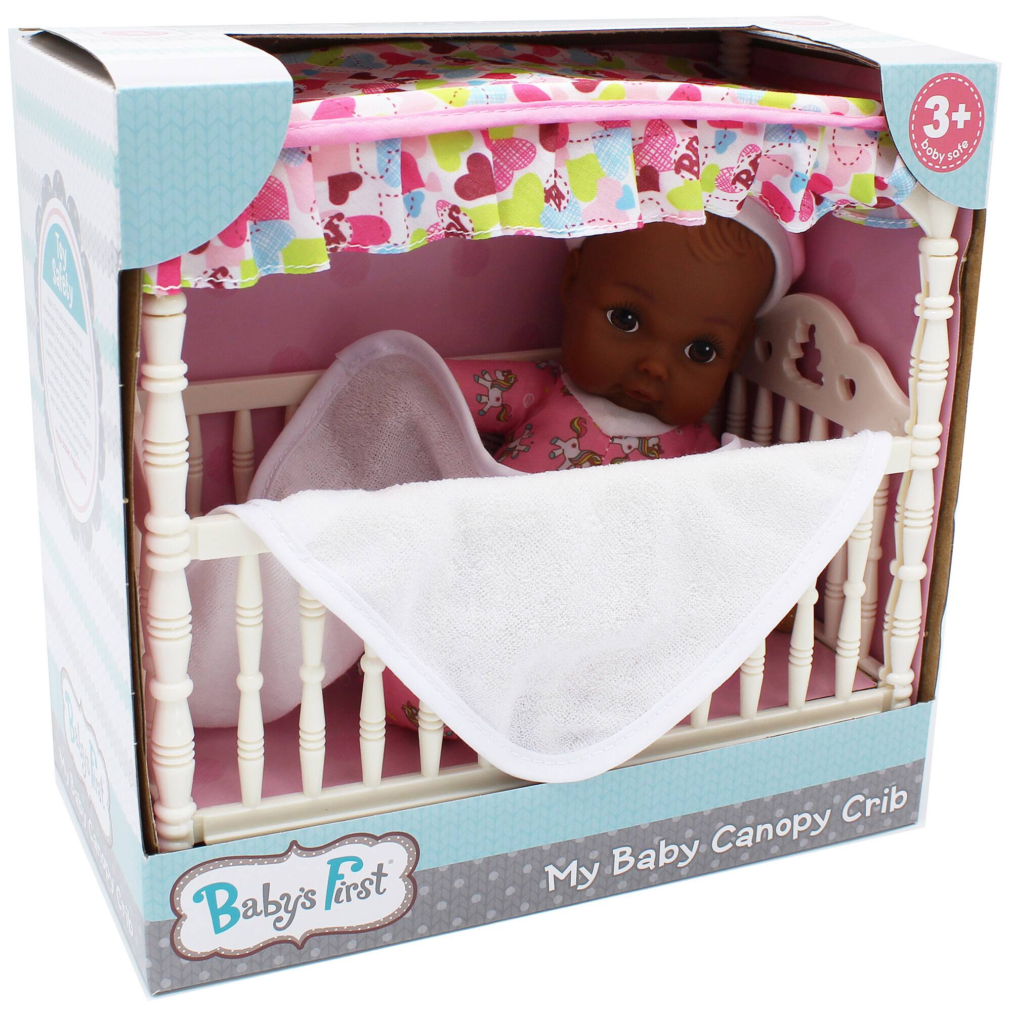 Goldberger Baby&#x27;s First&#xAE; 9&#x22; Canopy Crib Baby Doll with Unicorn Pajamas