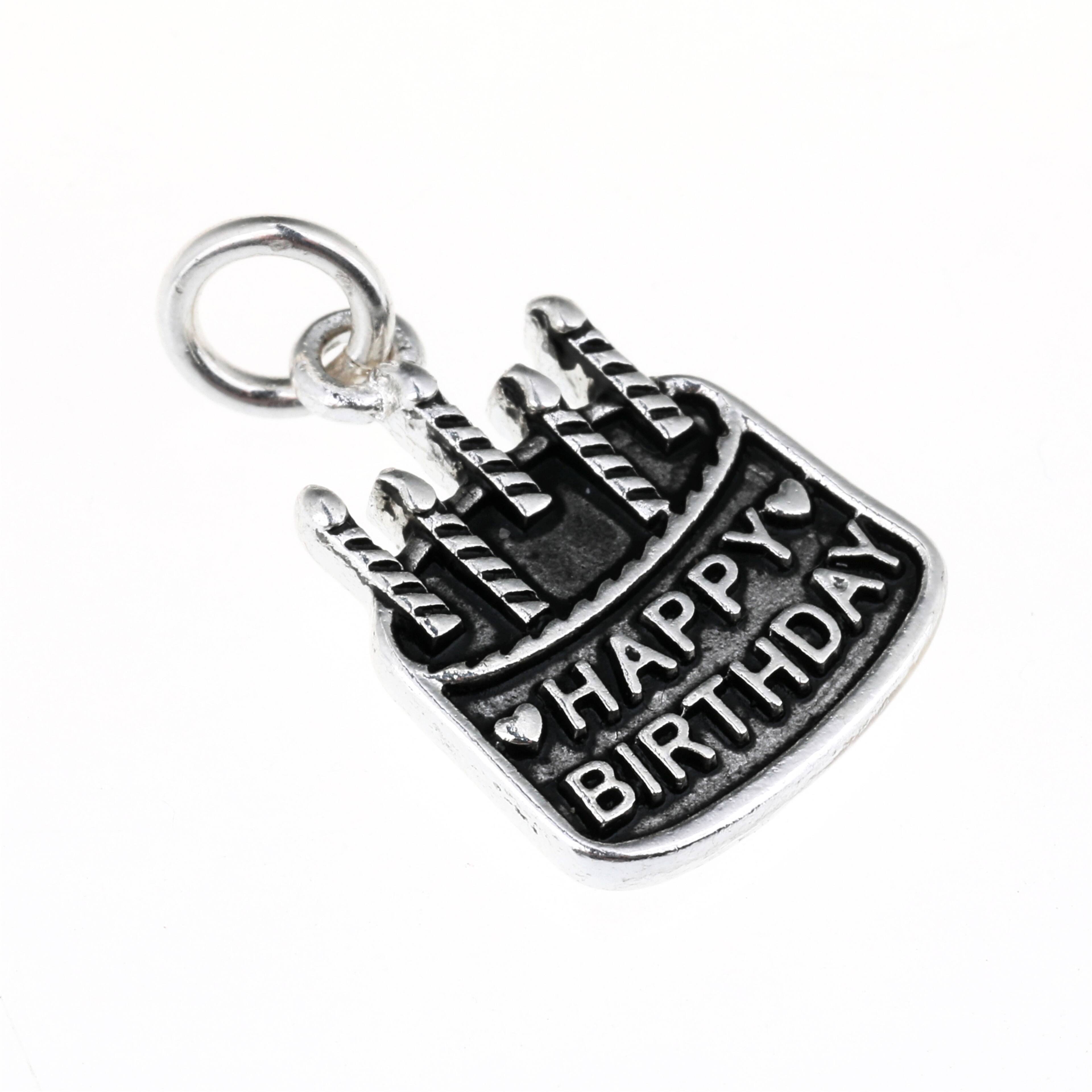 Silver Plated Birthday Cake Charm by Bead Landing&#x2122;