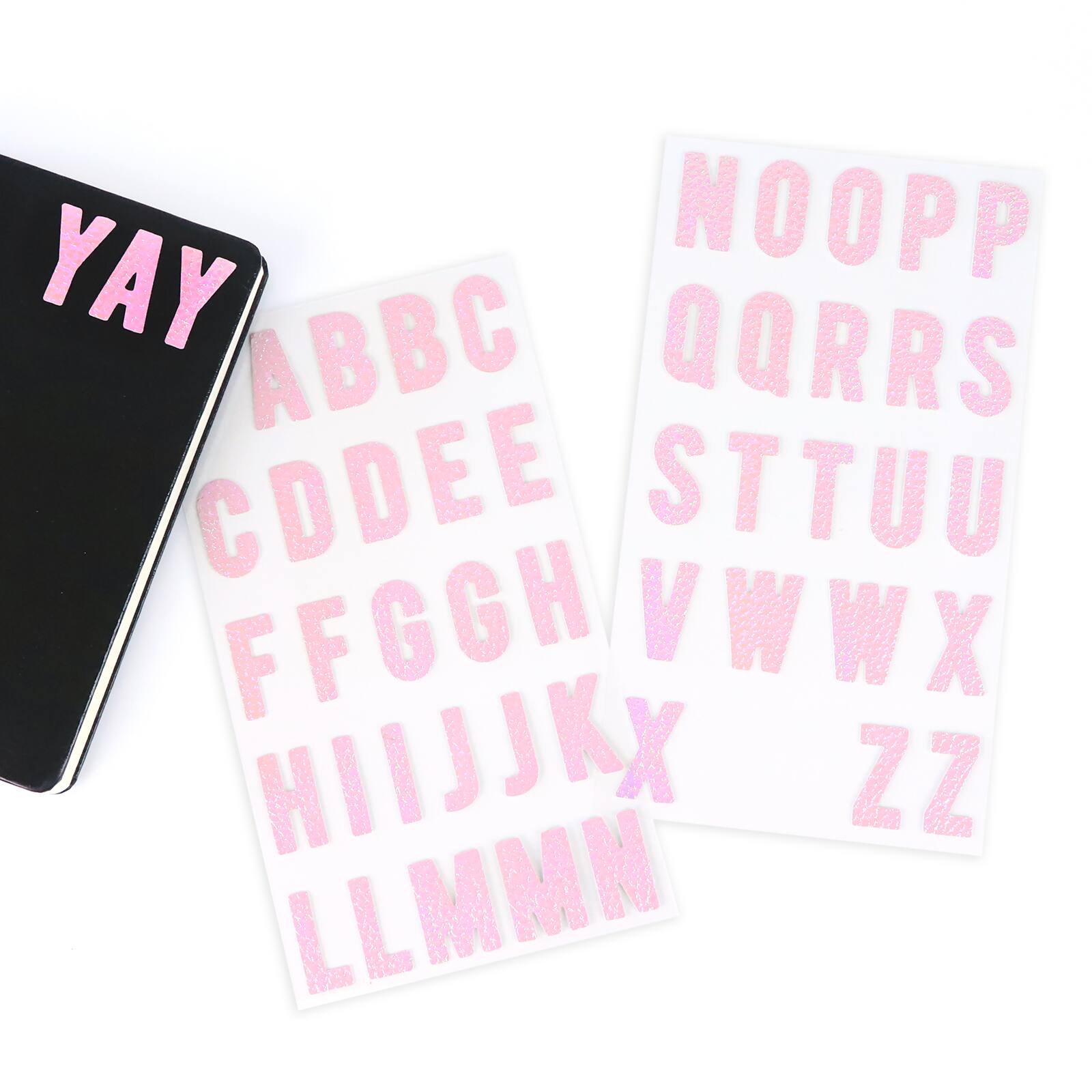 12 Pack: Pink Iridescent Fabric Alphabet Stickers by Recollections™