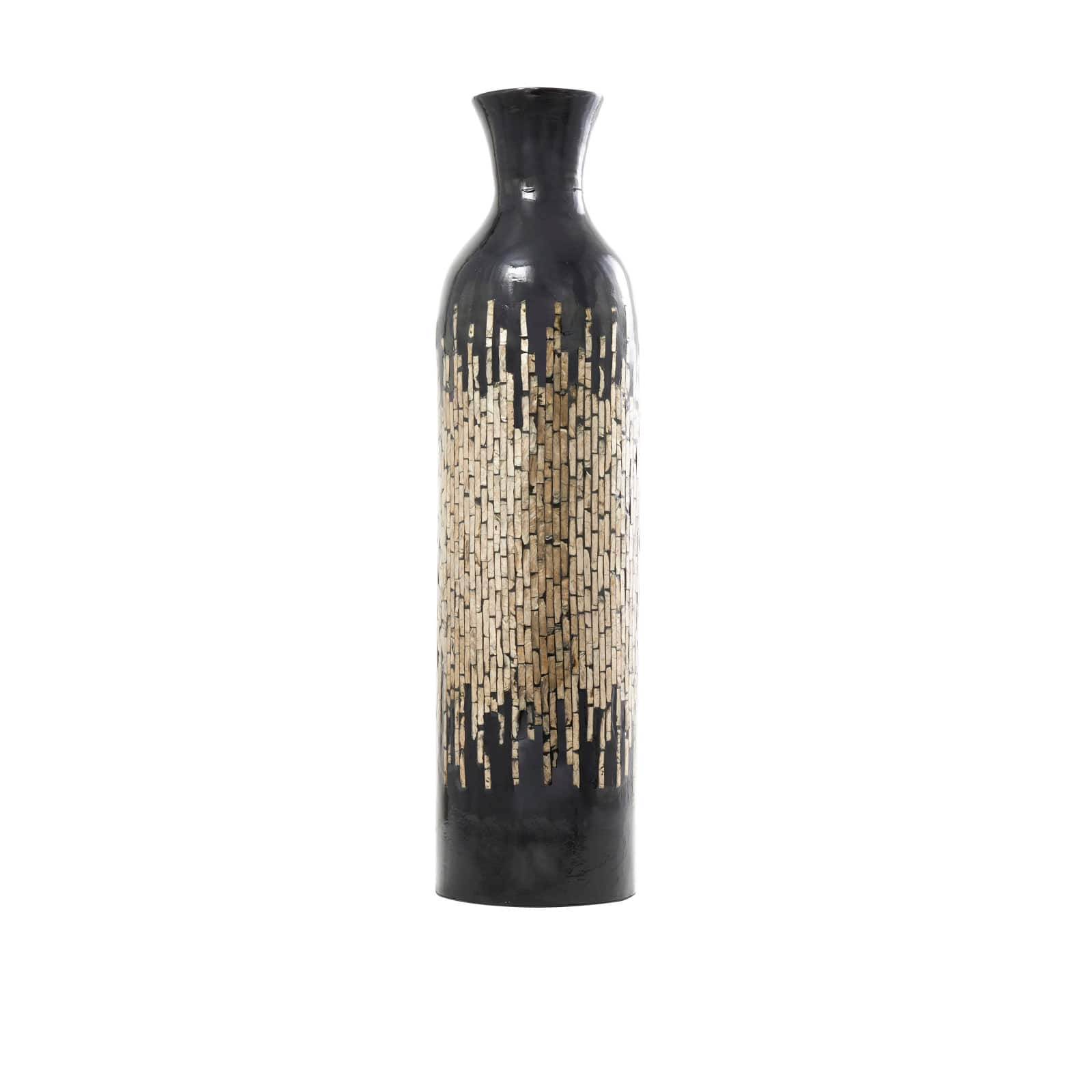 34&#x22; Black Capiz Shell Handmade Vase with Gold Ombre Design