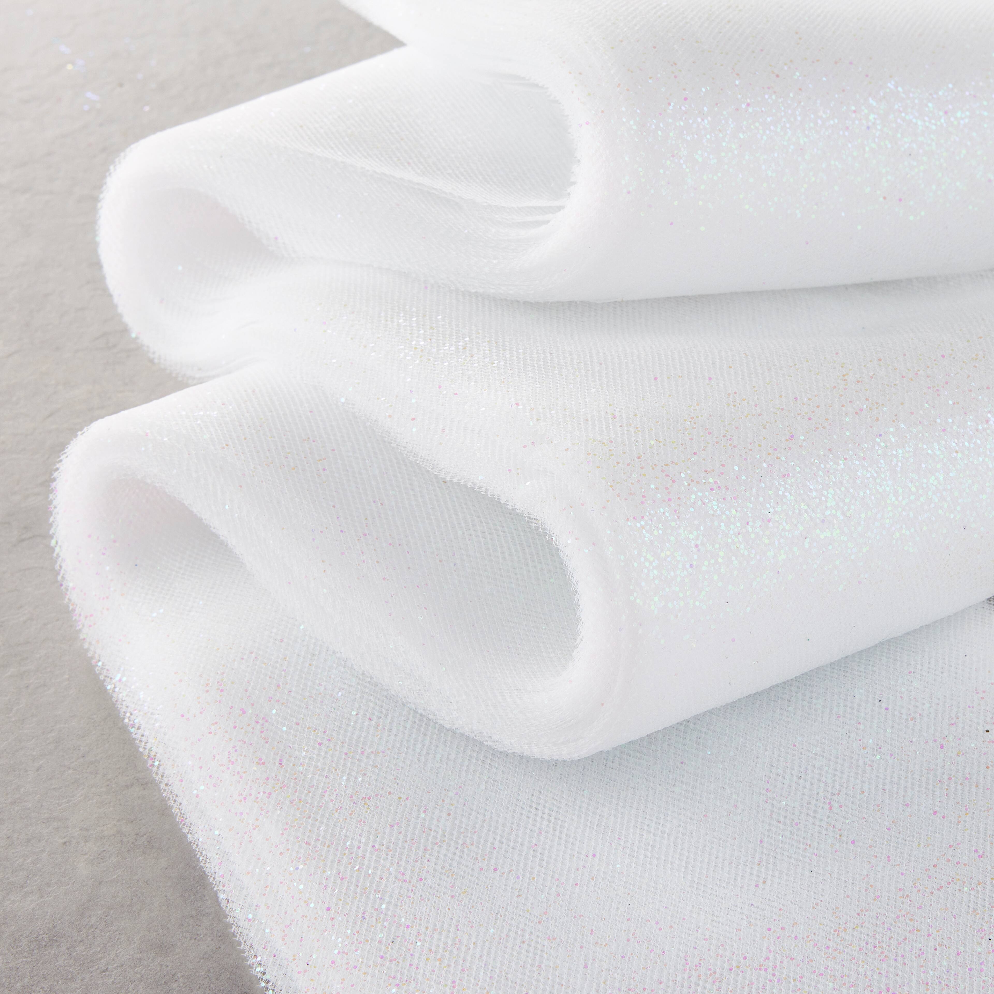 12 Packs: 50 ct. (600 total) White Iridescent Pre-Cut Tulle Strips by Celebrate It&#x2122;