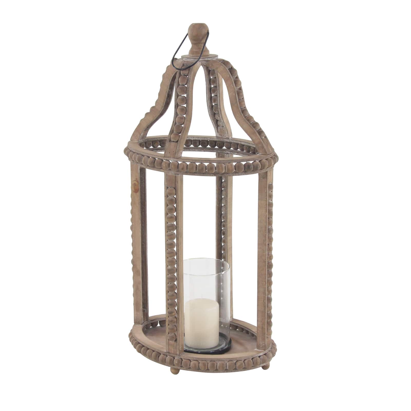 Brown Recycled wood Natural Candle Holder Lantern, 29&#x22; x 13&#x22; x 10&#x22;