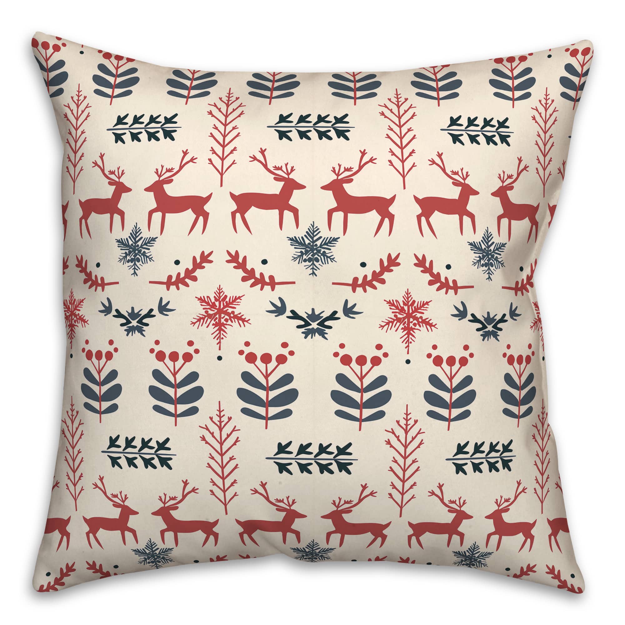 Scandinavian Reindeer Pattern 18" x 18" Spun Poly Pillow