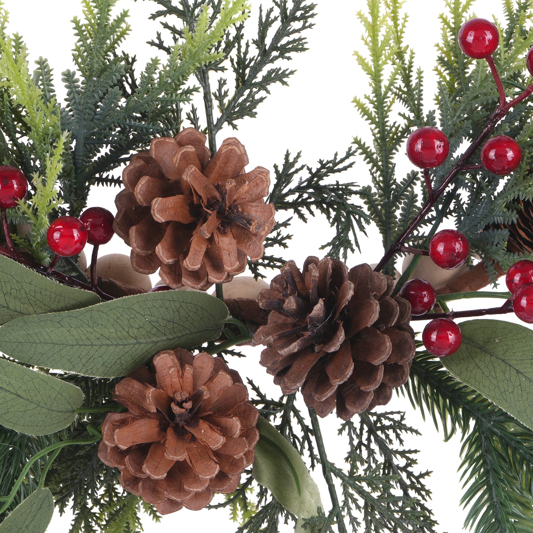 22&#x22; Red Berry &#x26; Pinecone Half Wreath with Beaded Hoop by Ashland&#xAE;