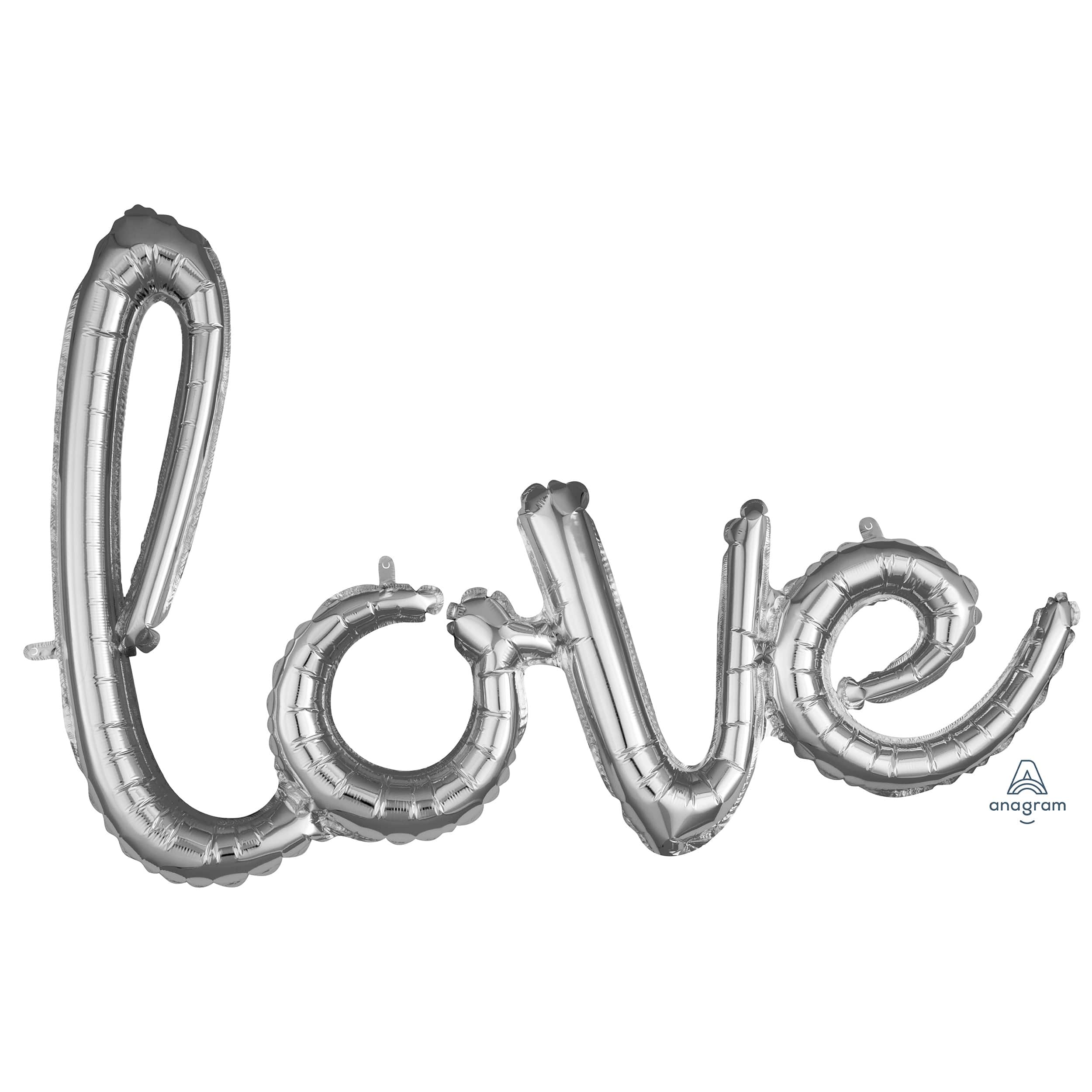 31" x 21" Silver Script Love Shaped Foil Balloon