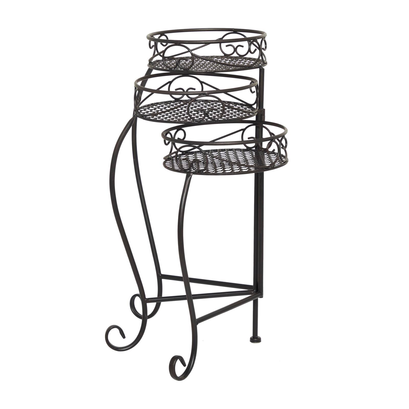 Black Iron Industrial Plantstand, 23" x 22" x 17"