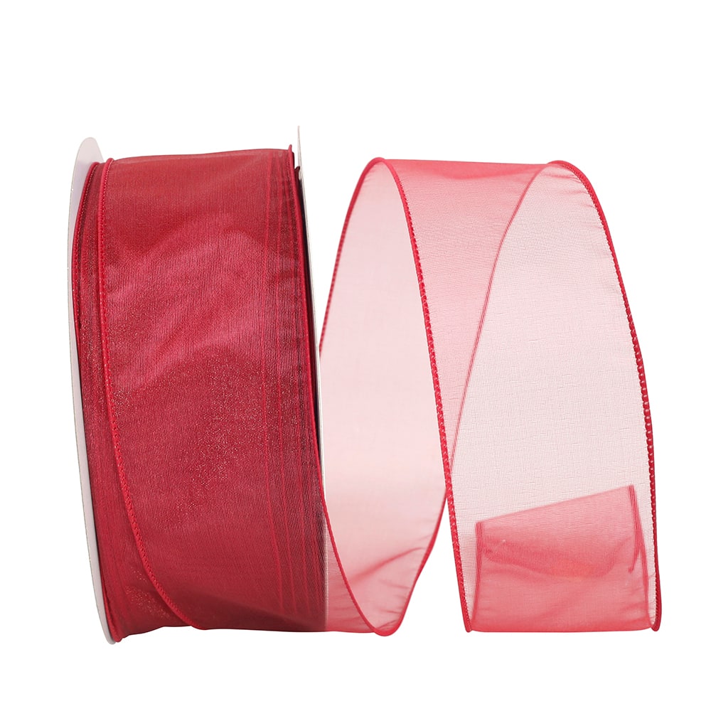 Jam Paper 2.5 Sheer Wired Ribbon in Rose Red | 2.5 x 50yd | Michaels