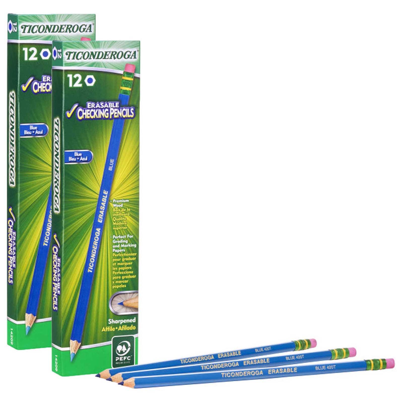 Ticonderoga&#xAE; Blue Erasable Colored Pencils&#x2122;, 2 Packs of 12