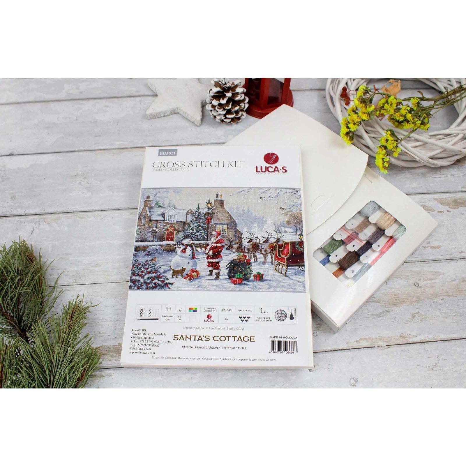 Luca-S Santa&#x27;s Cottage Counted Cross Stitch Kit