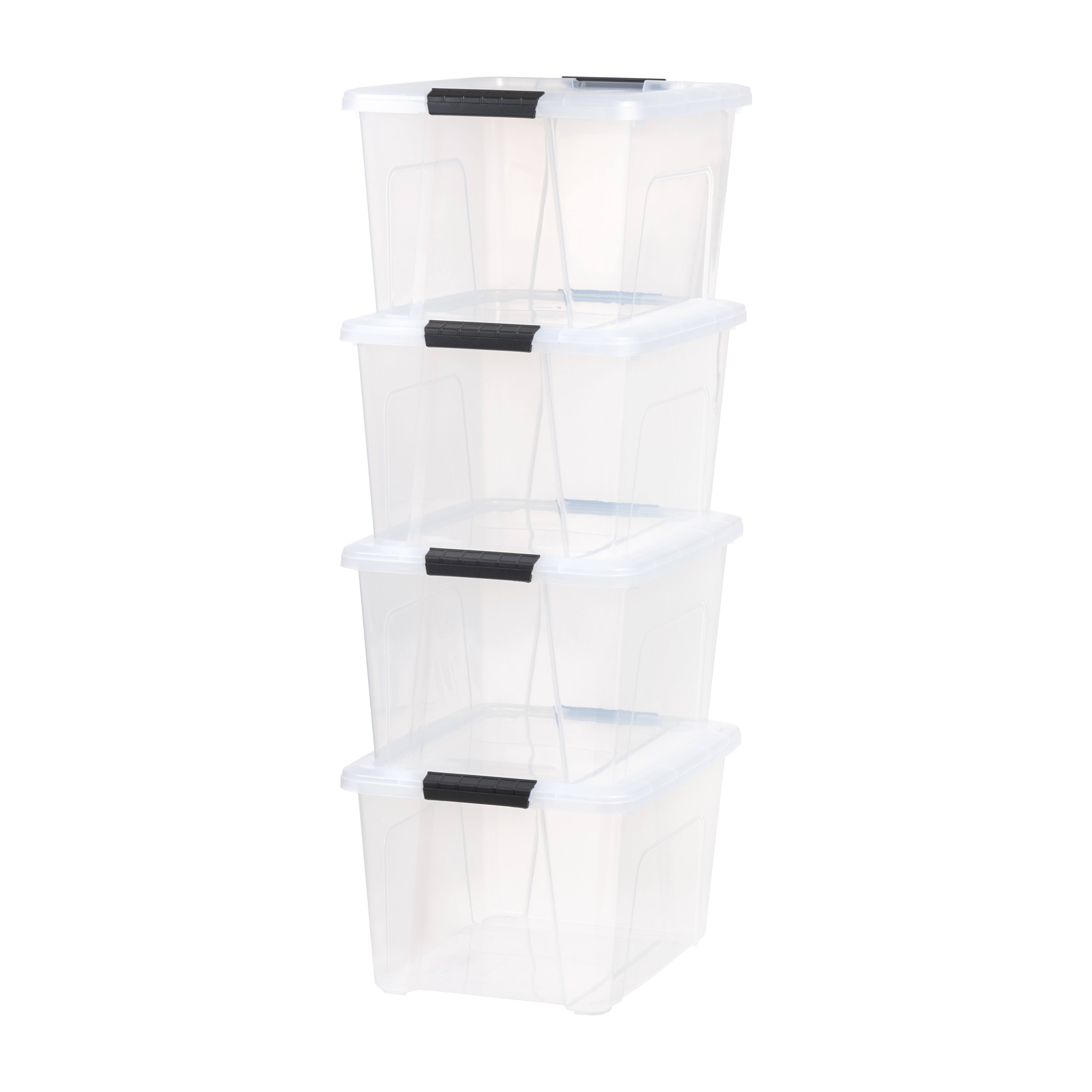 IRIS® 32qt. Buckled Clear Boxes with Clear Buckle Lids, 4ct.