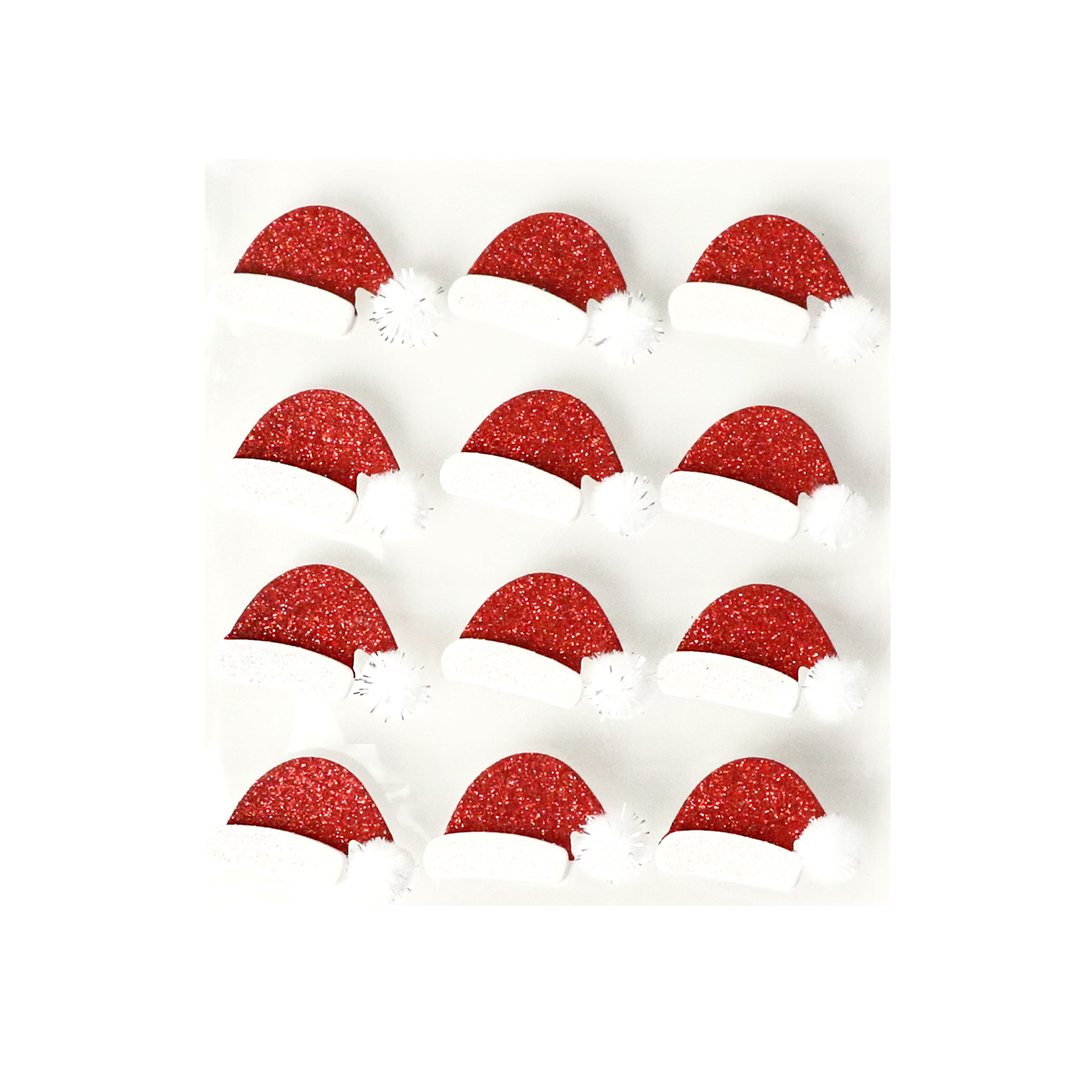 Glitter Santa&#x27;s Hat Dimensional Stickers by Recollections&#x2122;