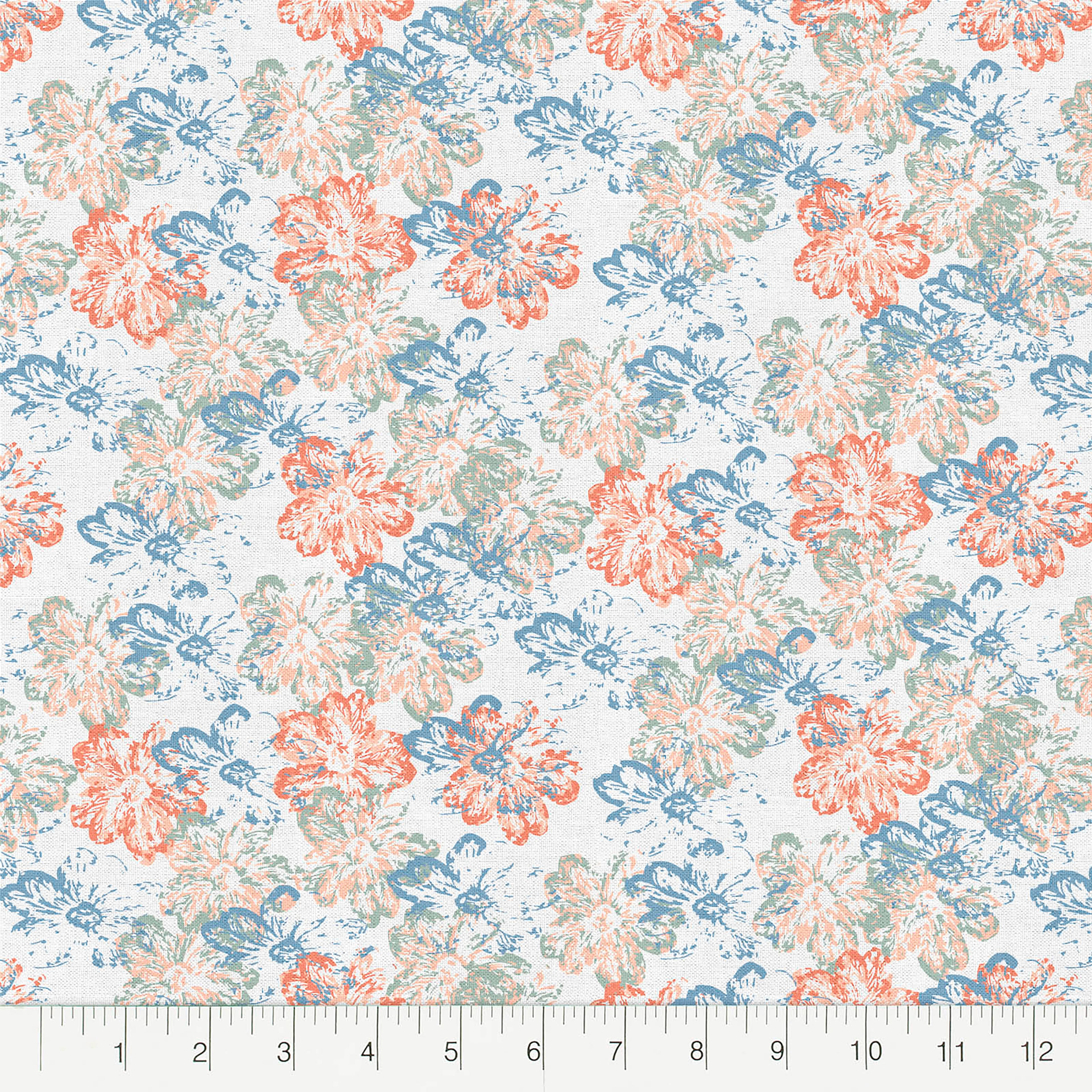 Fabric Editions White Flourish Garden Cotton Fabric