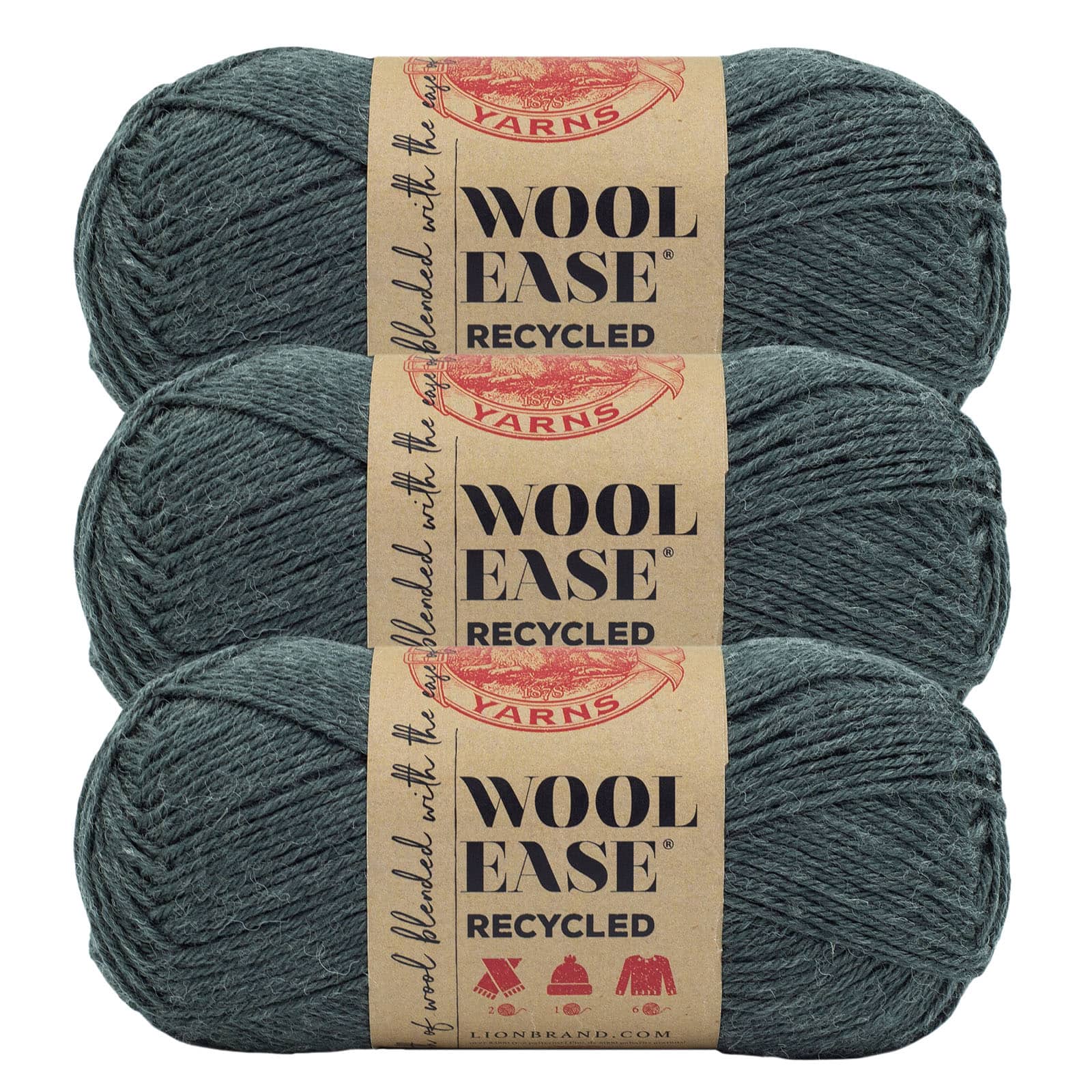 3 Pack Lion Brand® Wool-Ease® Recycled Solid Yarn
