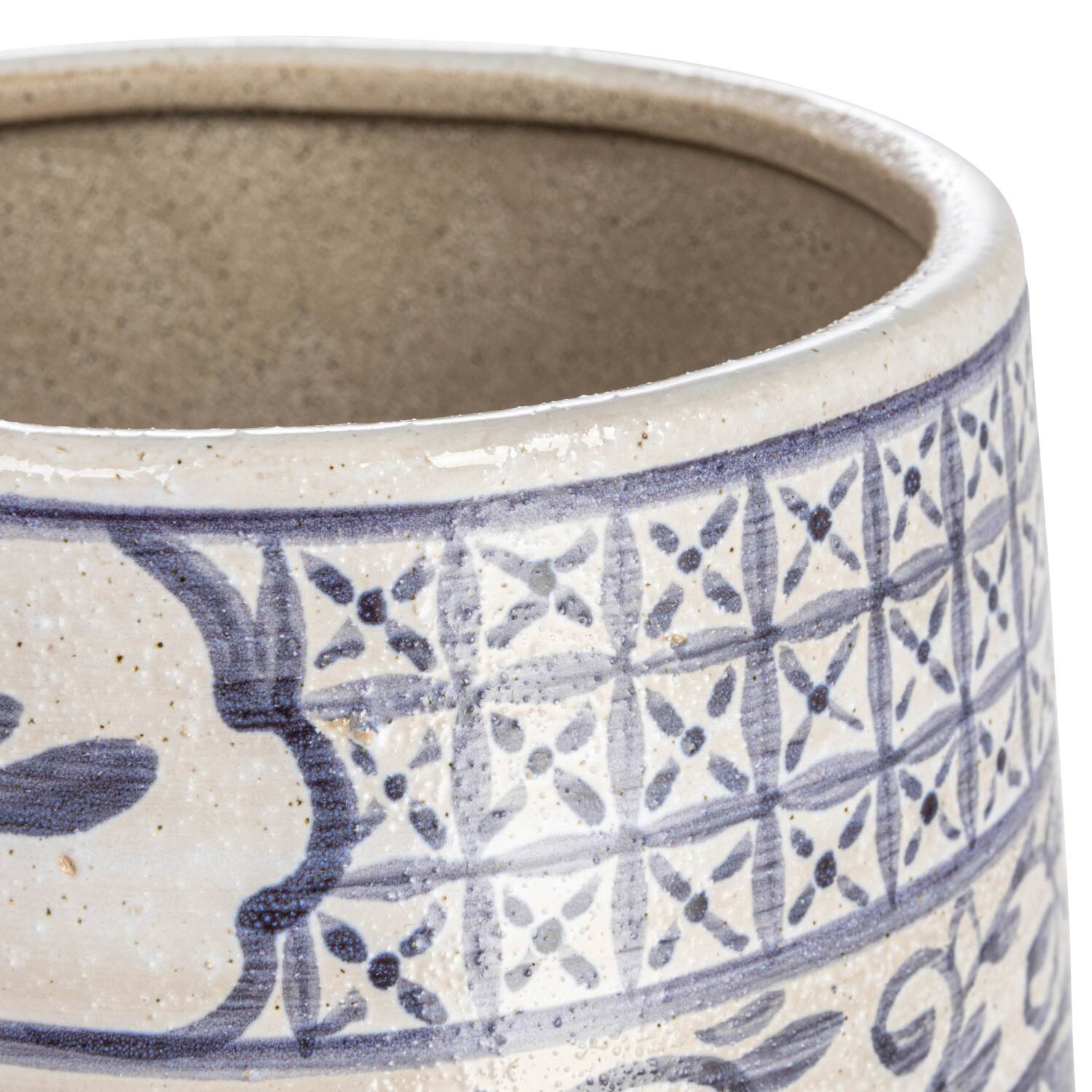 Hello Honey® 12" Blue & Yellow Hand Painted Stoneware Vase