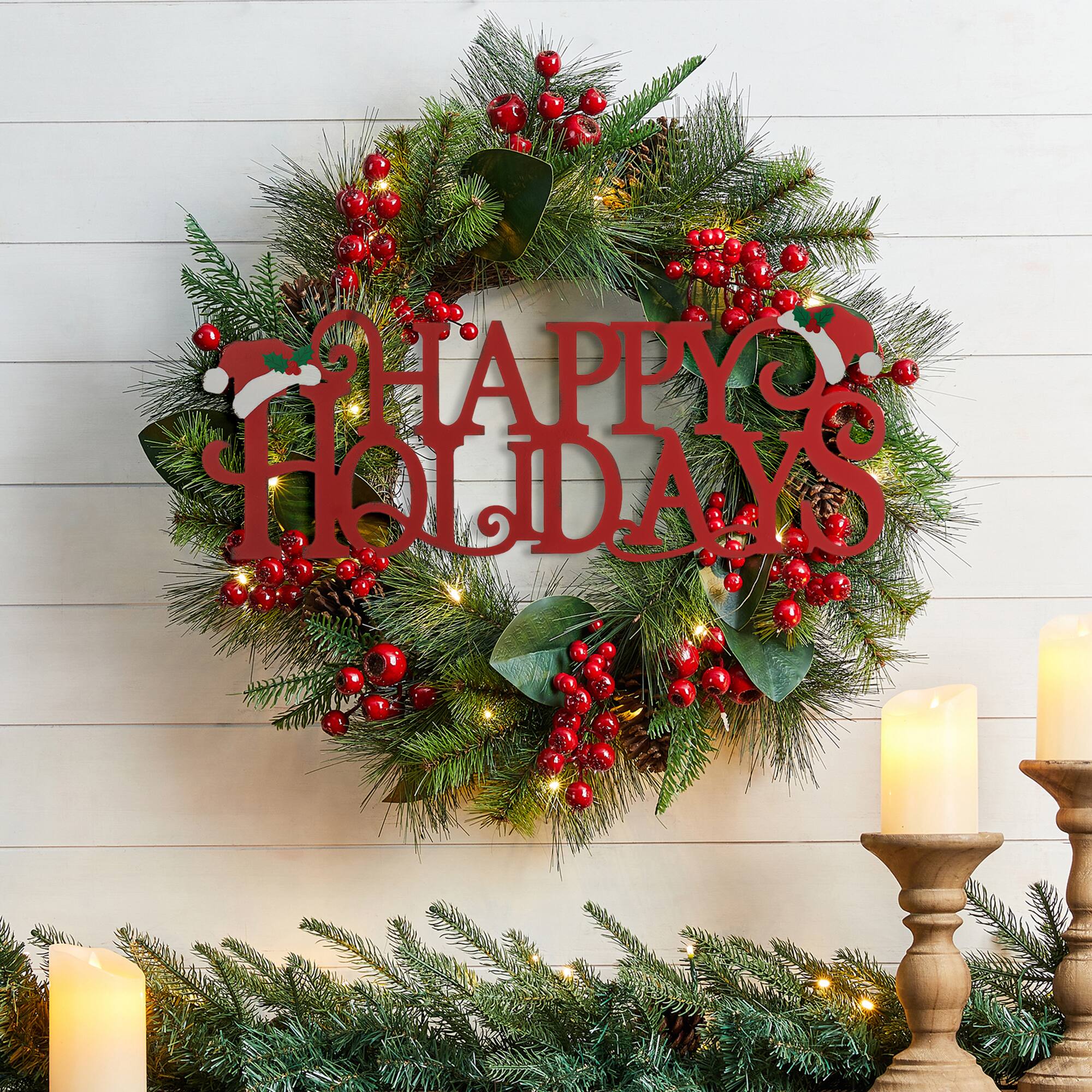 Glitzhome® 24'' HAPPY HOLIDAYS Metal Christmas Wall Décor Michaels