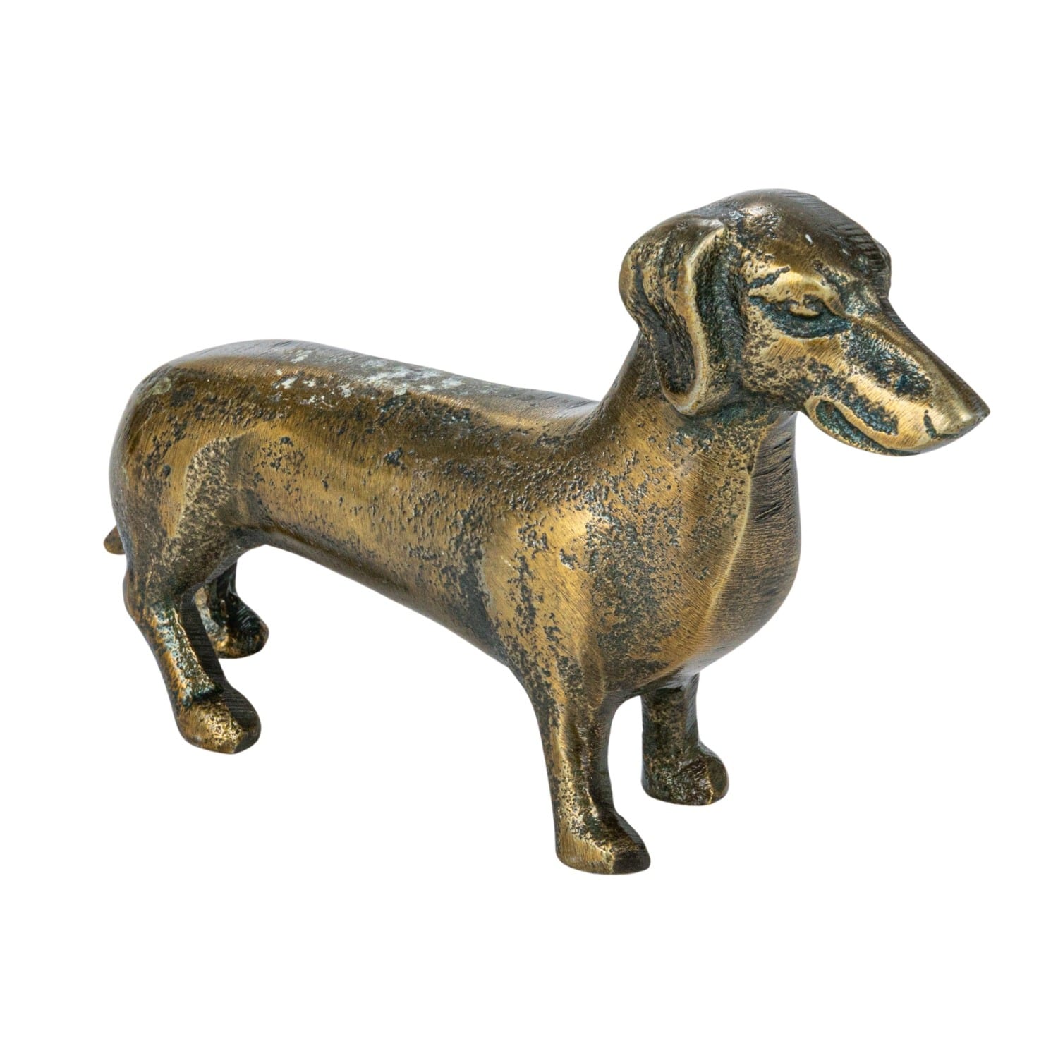 Hello Honey&#xAE; 6.5&#x22; Antique Brass Dachshund Cast Aluminum Tabletop D&#xE9;cor