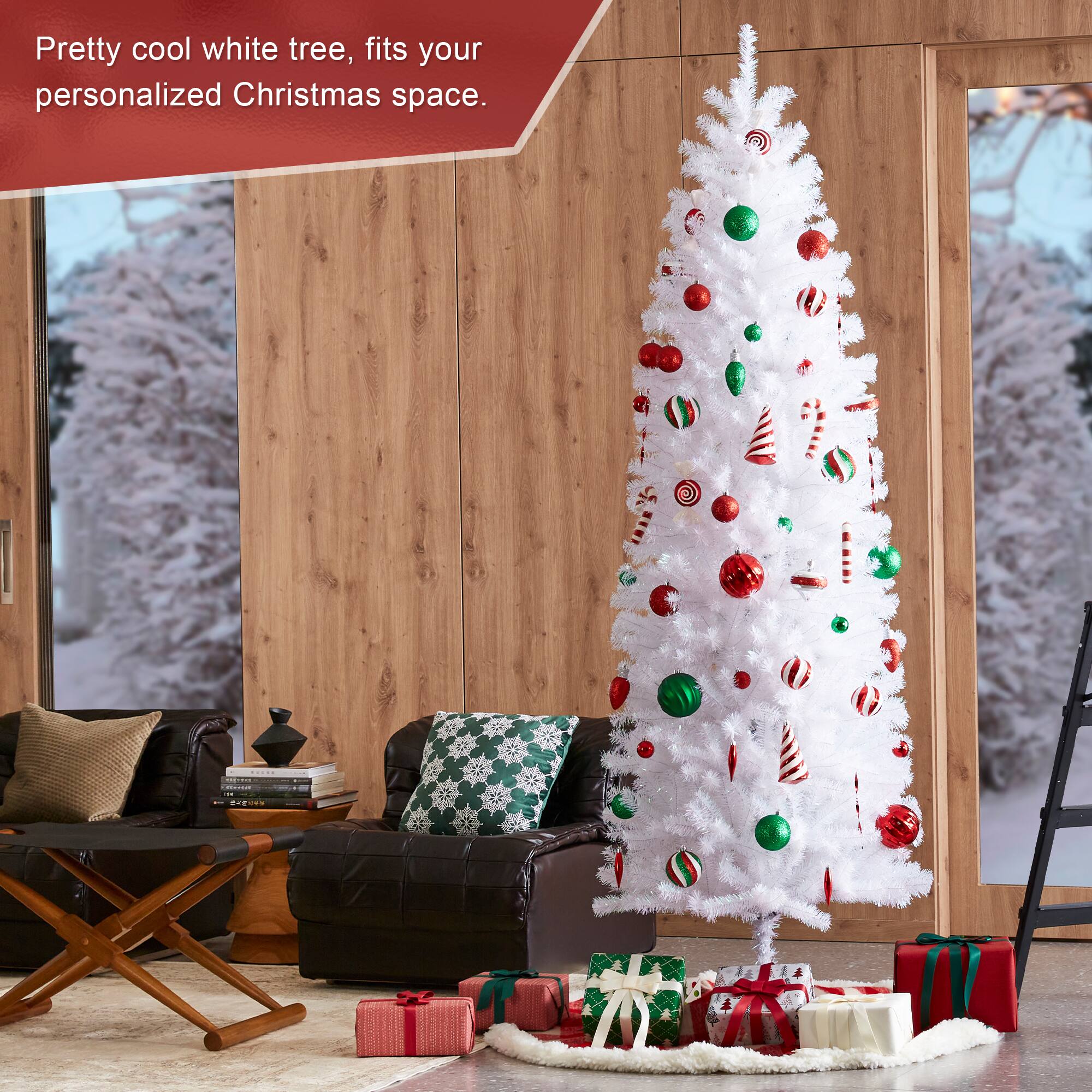 7.5ft. Unlit White Pencil Tinsel Artificial Christmas Tree