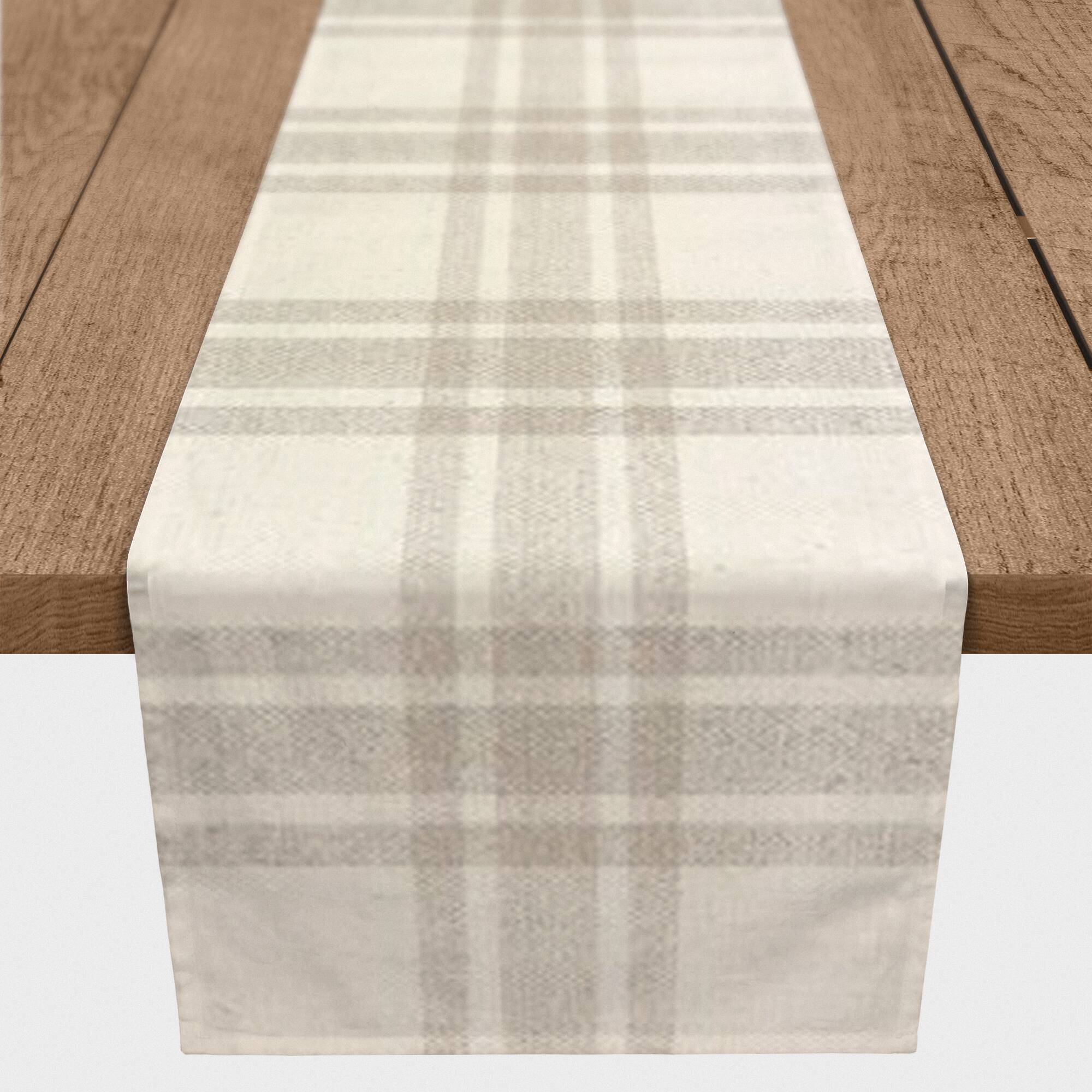 72'' Gray Plaid Cotton Twill Runner