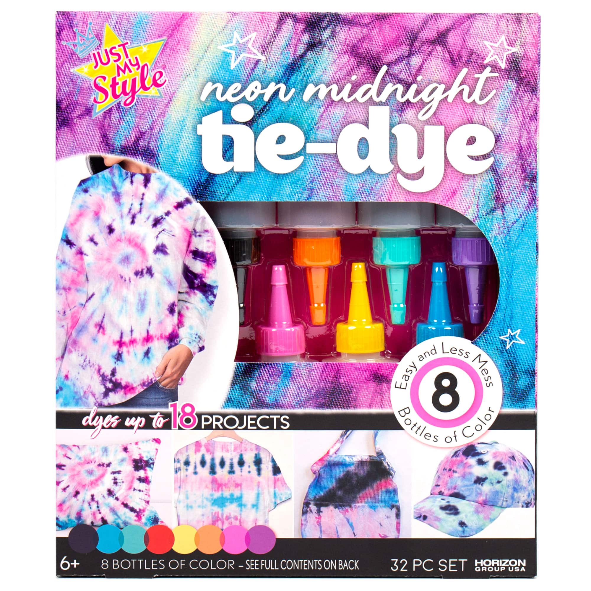 Just My Style Neon Tie-Dye Kit by Horizon Group USA, Create 18