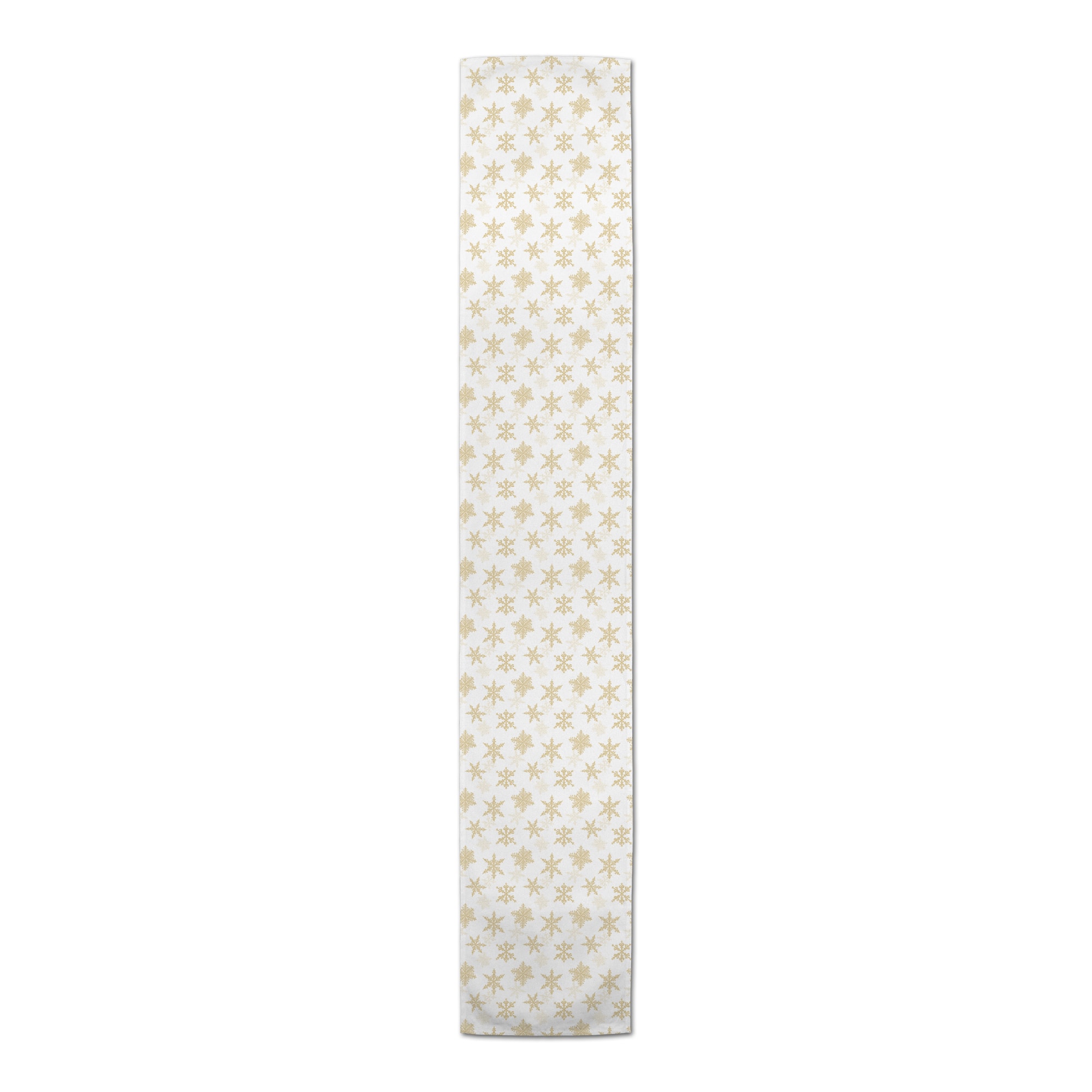 90&#x22; Cream Snowflakes Poly Twill Table Runner