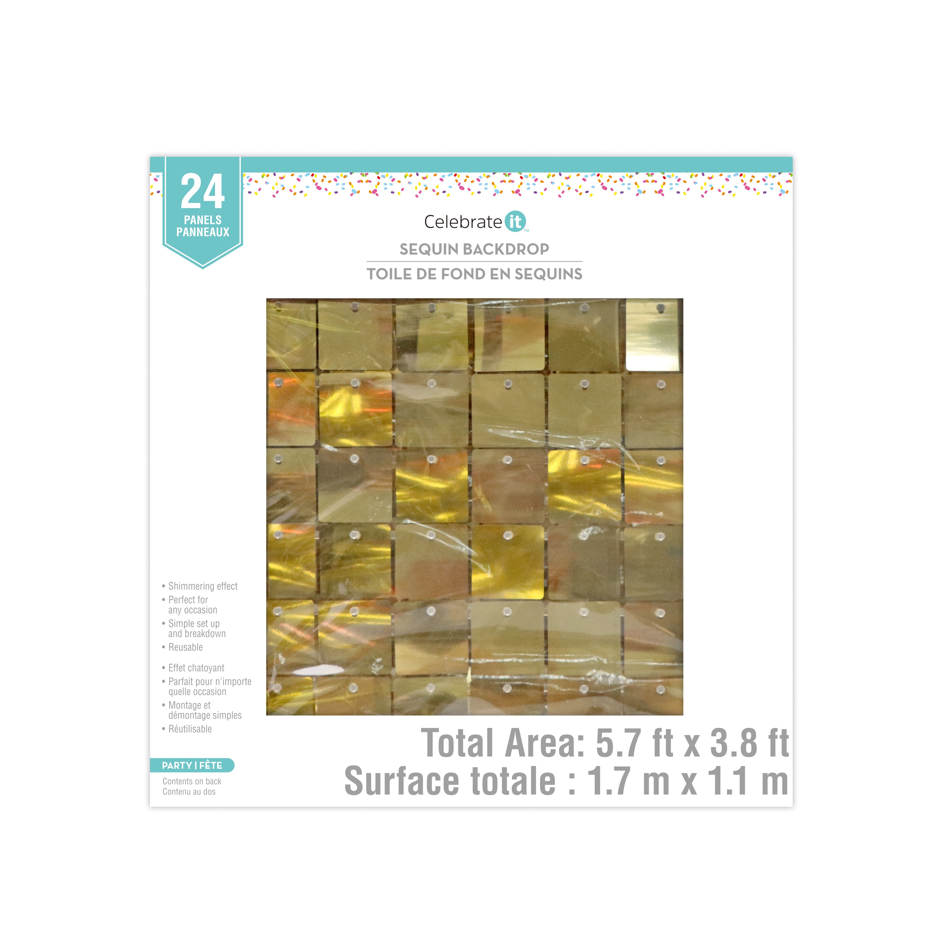 Light Gold Sequin Backdrop by Celebrate It&#x2122;