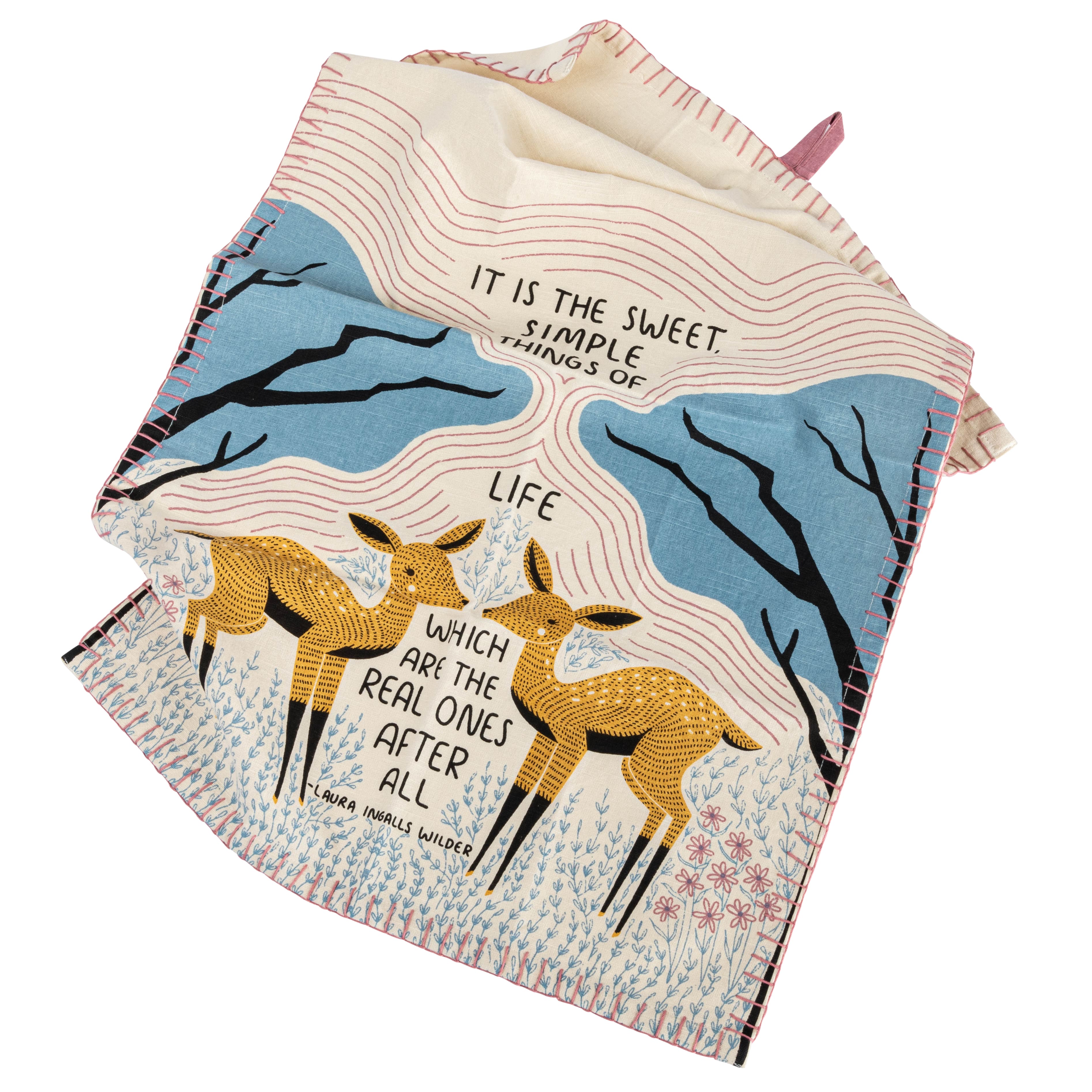 Hello Honey® It Is the Sweet Simple Things Deer Cotton Slub Tea Towel