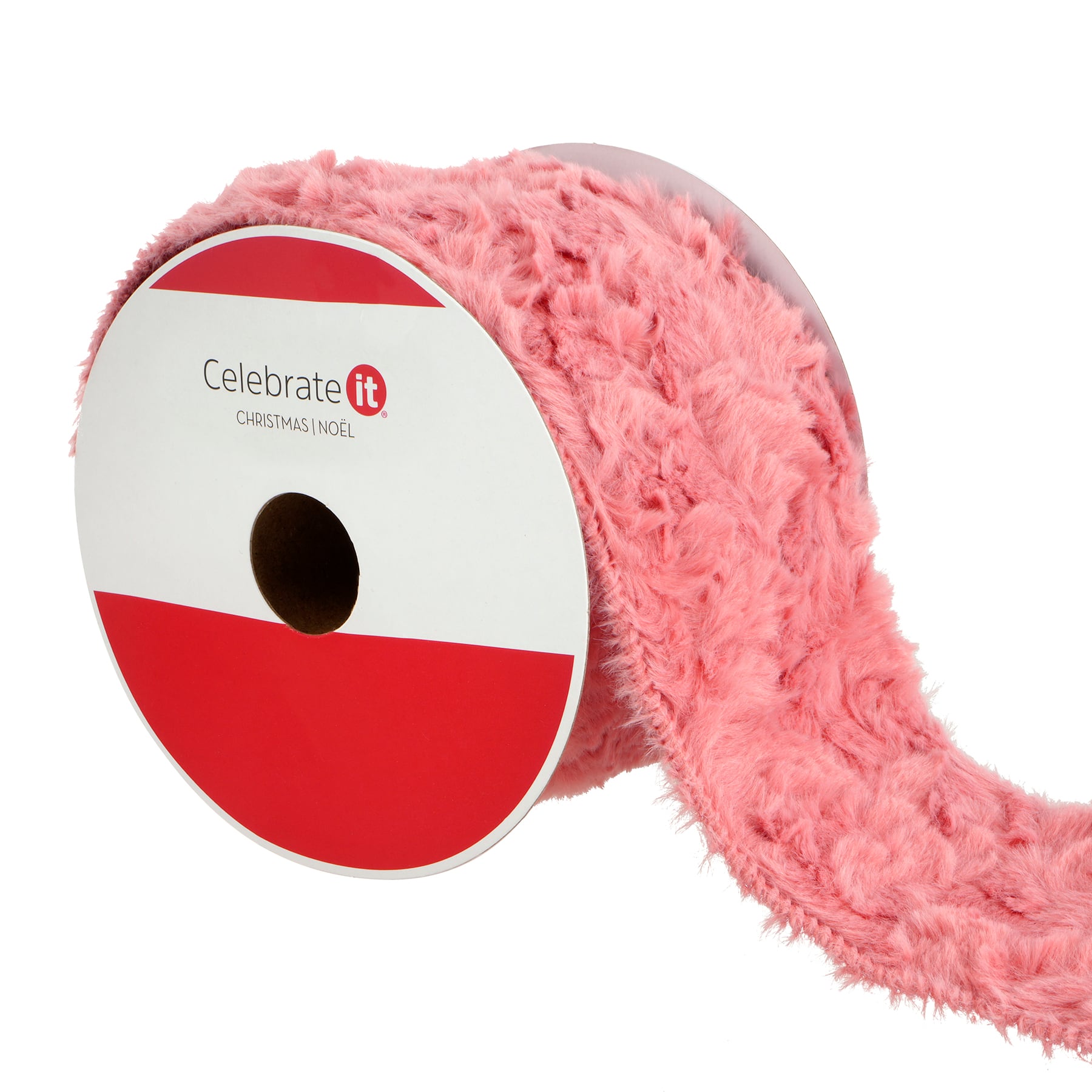 3.5&#x22; x 15ft. Pink Wired Faux Fur Ribbon by Celebrate It&#xAE;