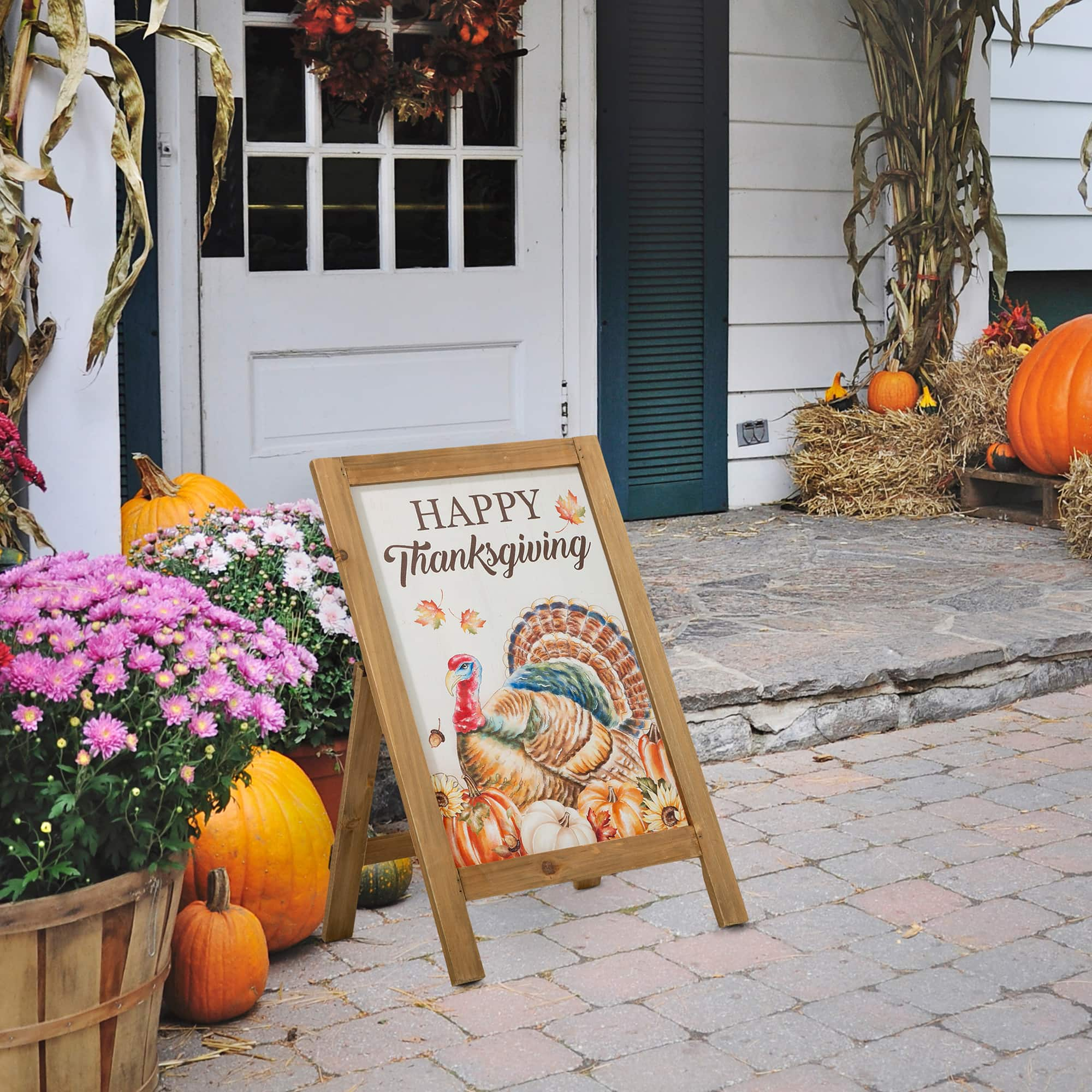 Glitzhome&#xAE; 24&#x22; Thanksgiving Turkey Easel Porch Sign